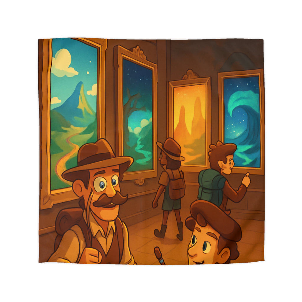 Housse de couette pour enfants avec aventure mystérieuse dans une galerie d'art