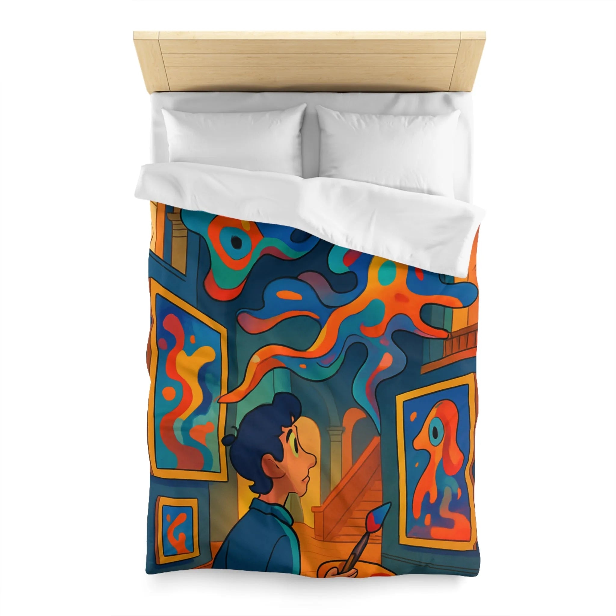 Housse de Couette Microfibre Art Graphique Contemporain Style Décoratif Chambre Tendance