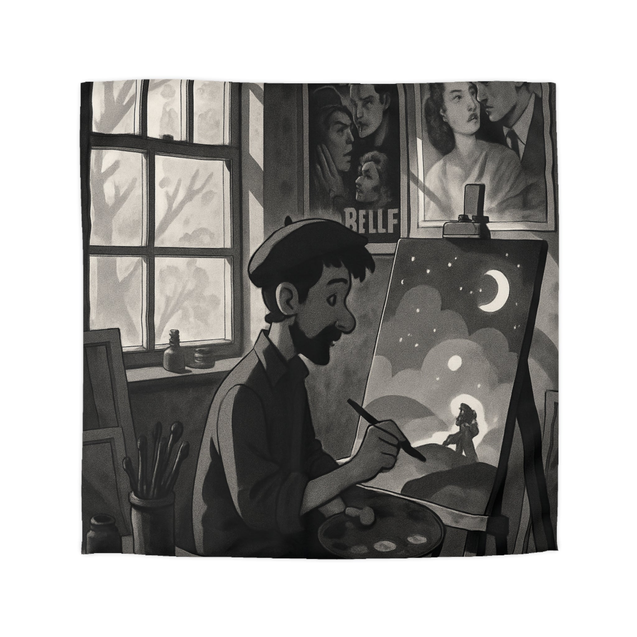 Housse de Couette Microfibre Illustration Unique Design Moderne Décoration Intérieure Raffinée