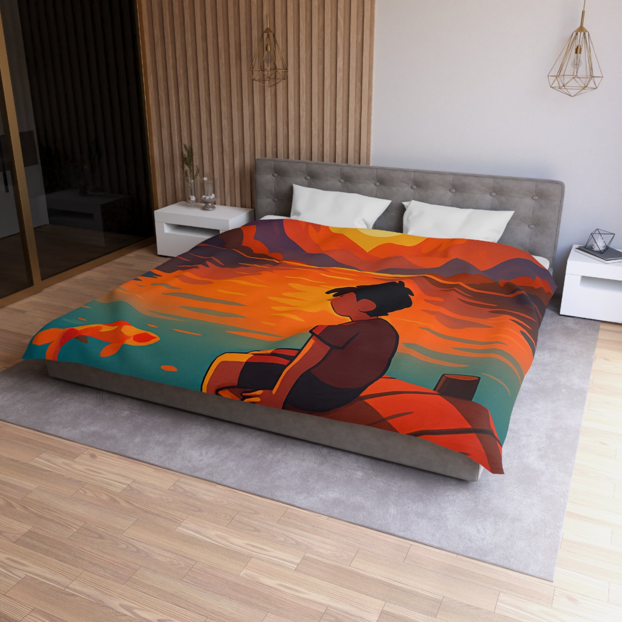 Housse de Couette Microfibre Design Artistique Moderne Décoration Chambre Confort Premium