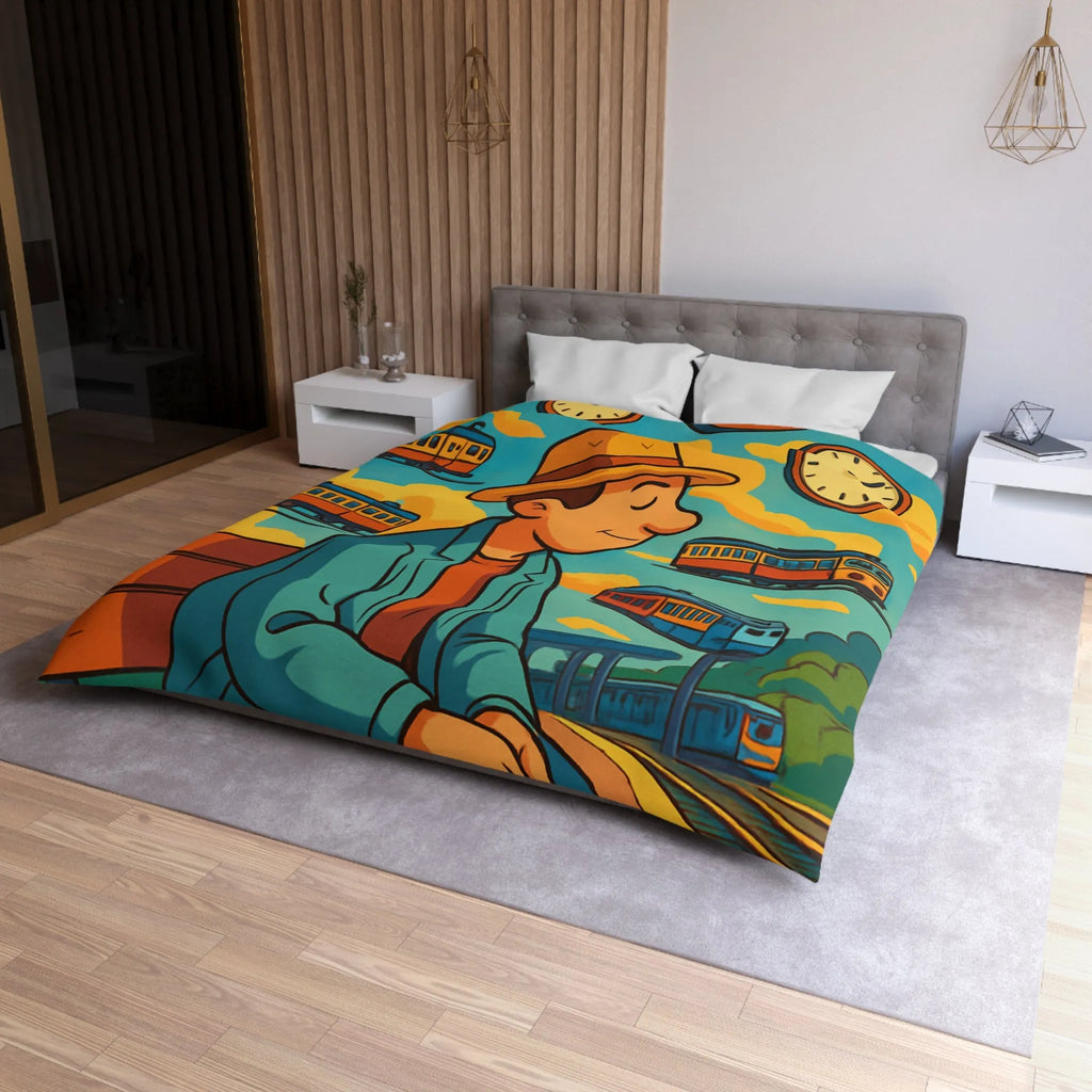 Housse de Couette Microfibre Art Graphique Contemporain Style Décoratif Chambre Tendance