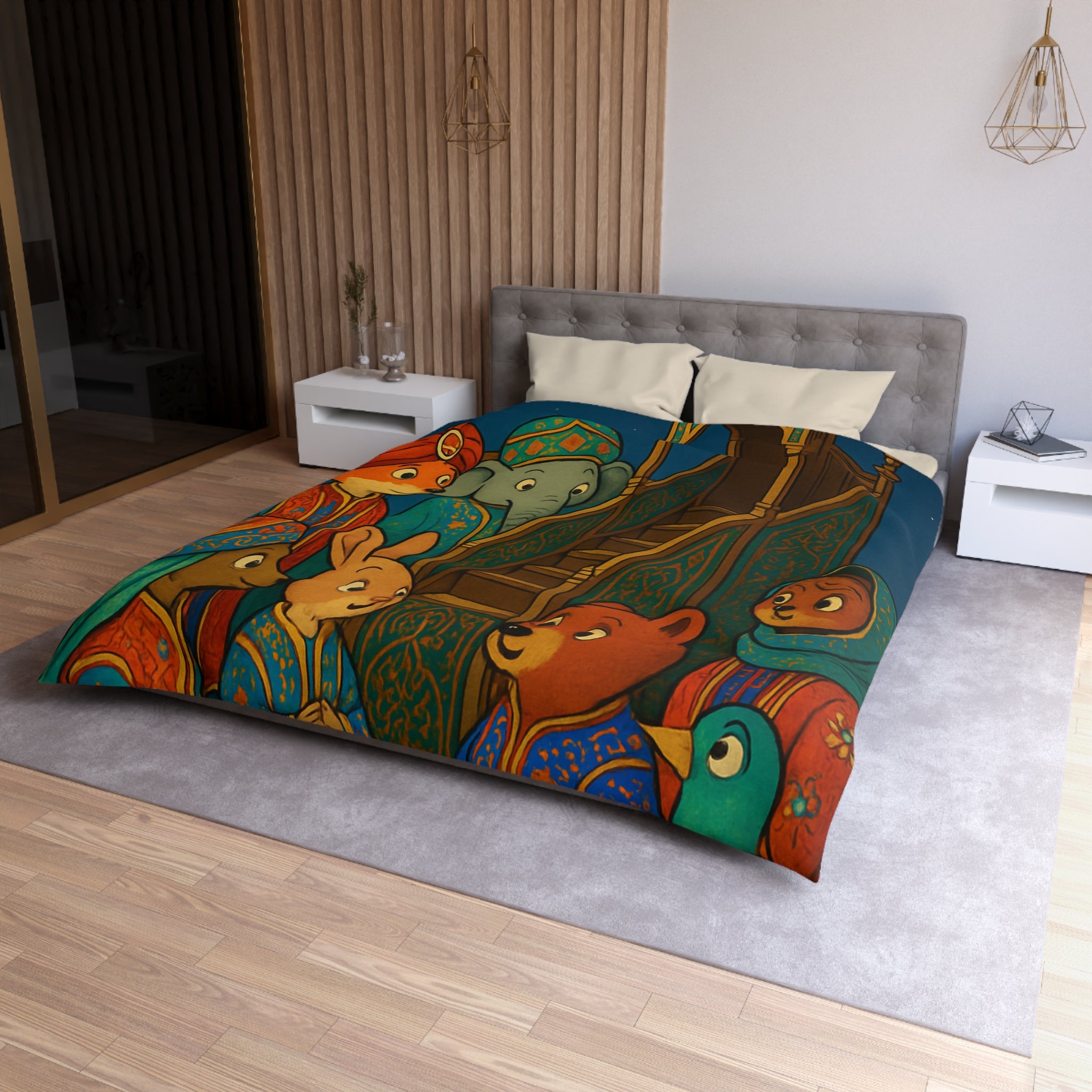 Housse de Couette Microfibre Design Artistique Moderne Décoration Chambre Confort Premium