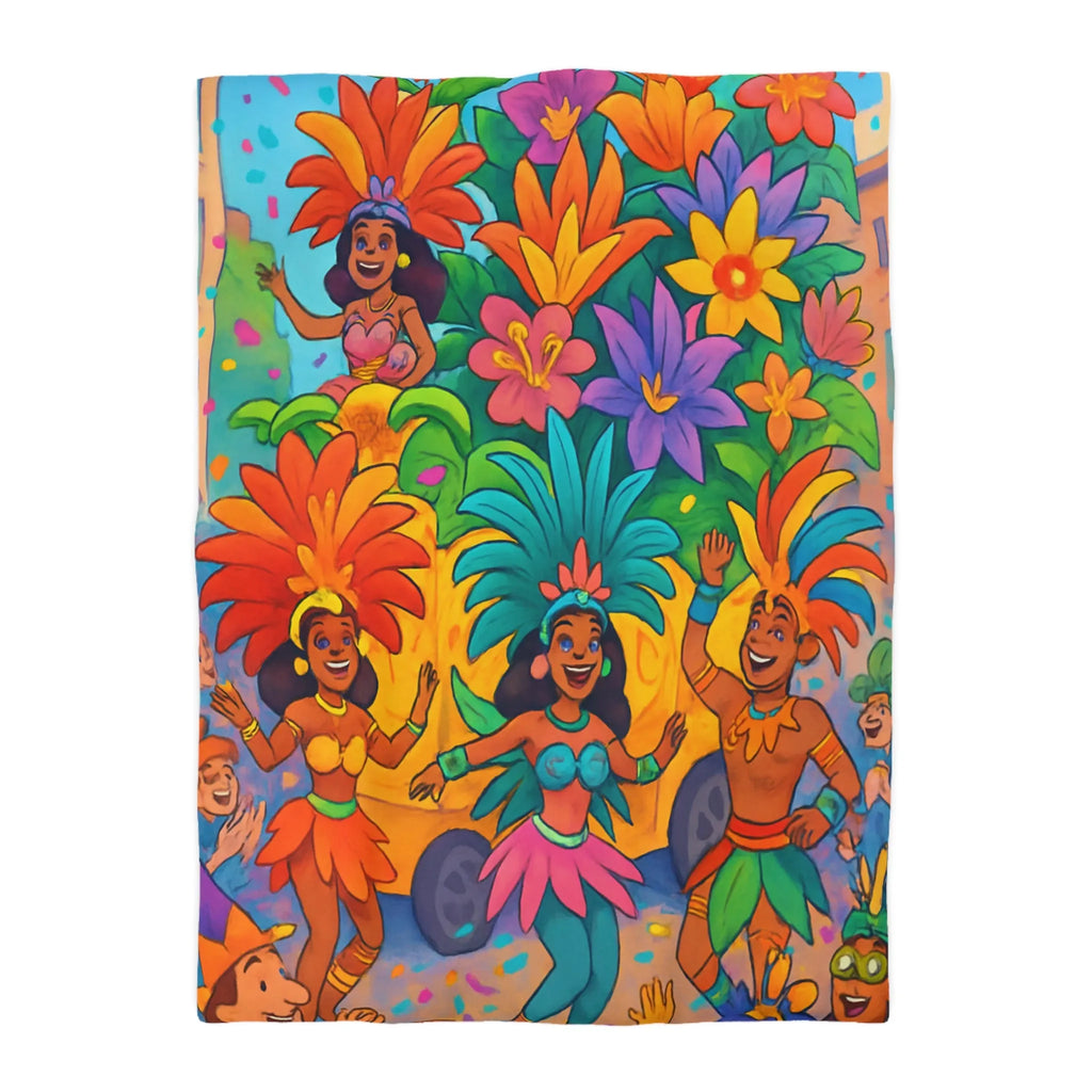 Housse de couette colorée avec danseurs et fleurs inspirée d'un carnaval tropical festif