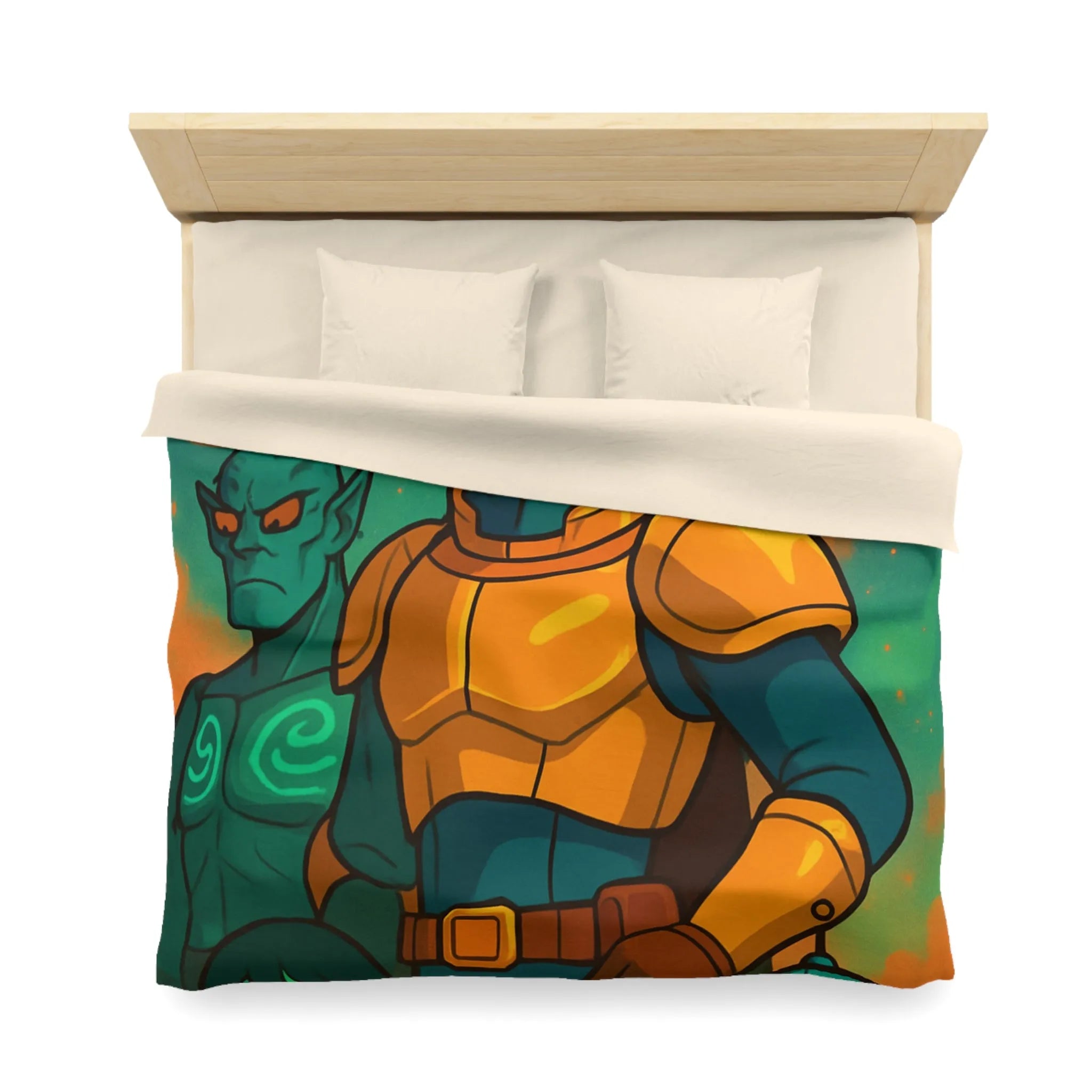 Housse de Couette Design Futuriste avec Héros de l'Espace et Planète Saturne