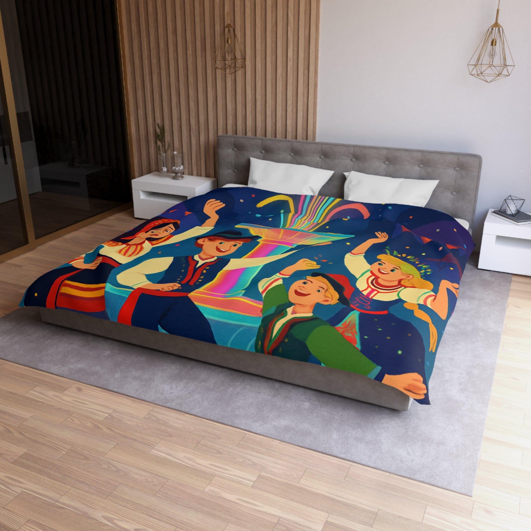 Housse de Couette Microfibre Illustration Unique Design Moderne Décoration Intérieure Raffinée