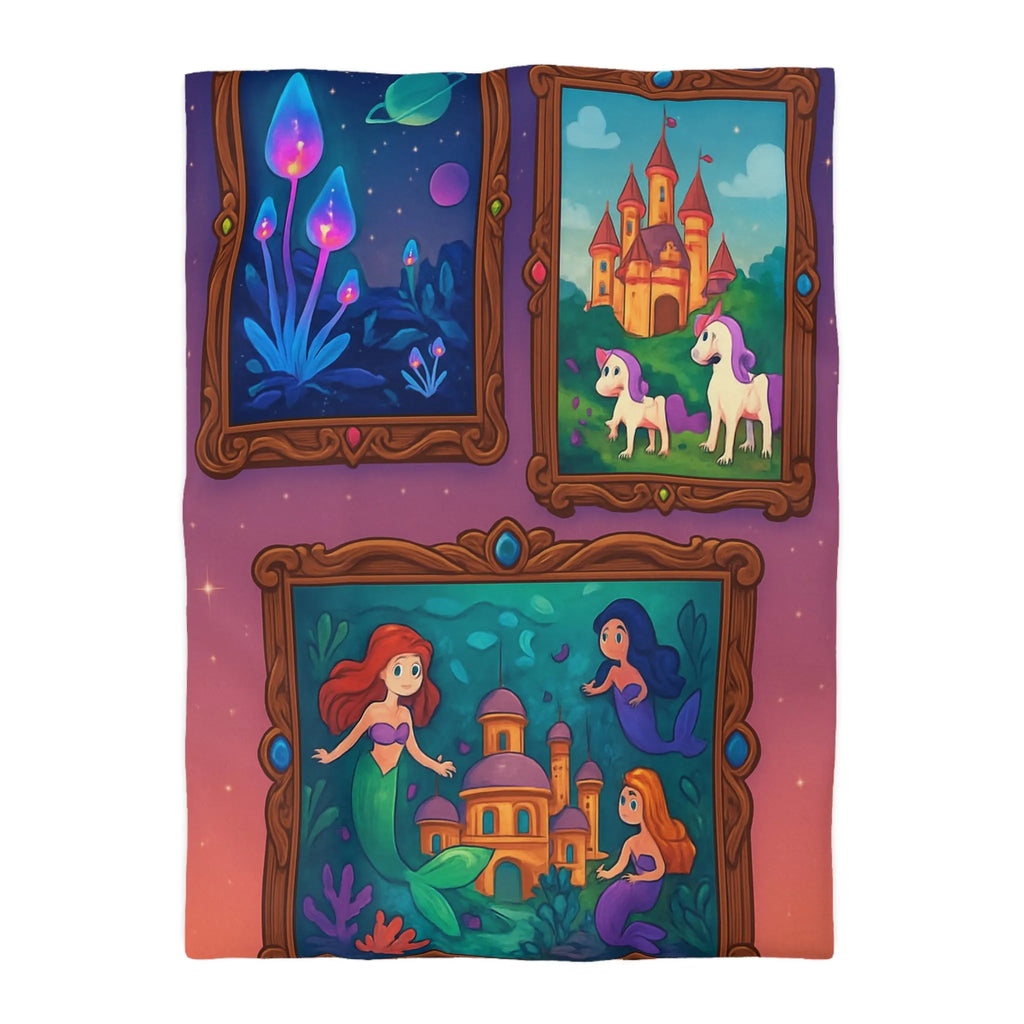 Housse de couette colorée inspirée de contes de fées avec motifs enchanteurs et magiques