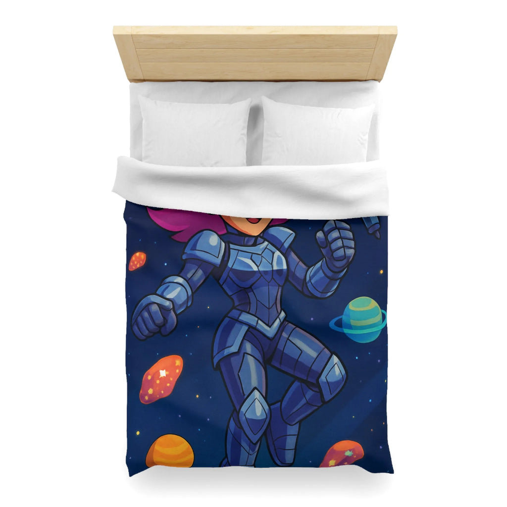 Housse de couette astronaute colorée avec planètes et étoiles thème aventure spatiale