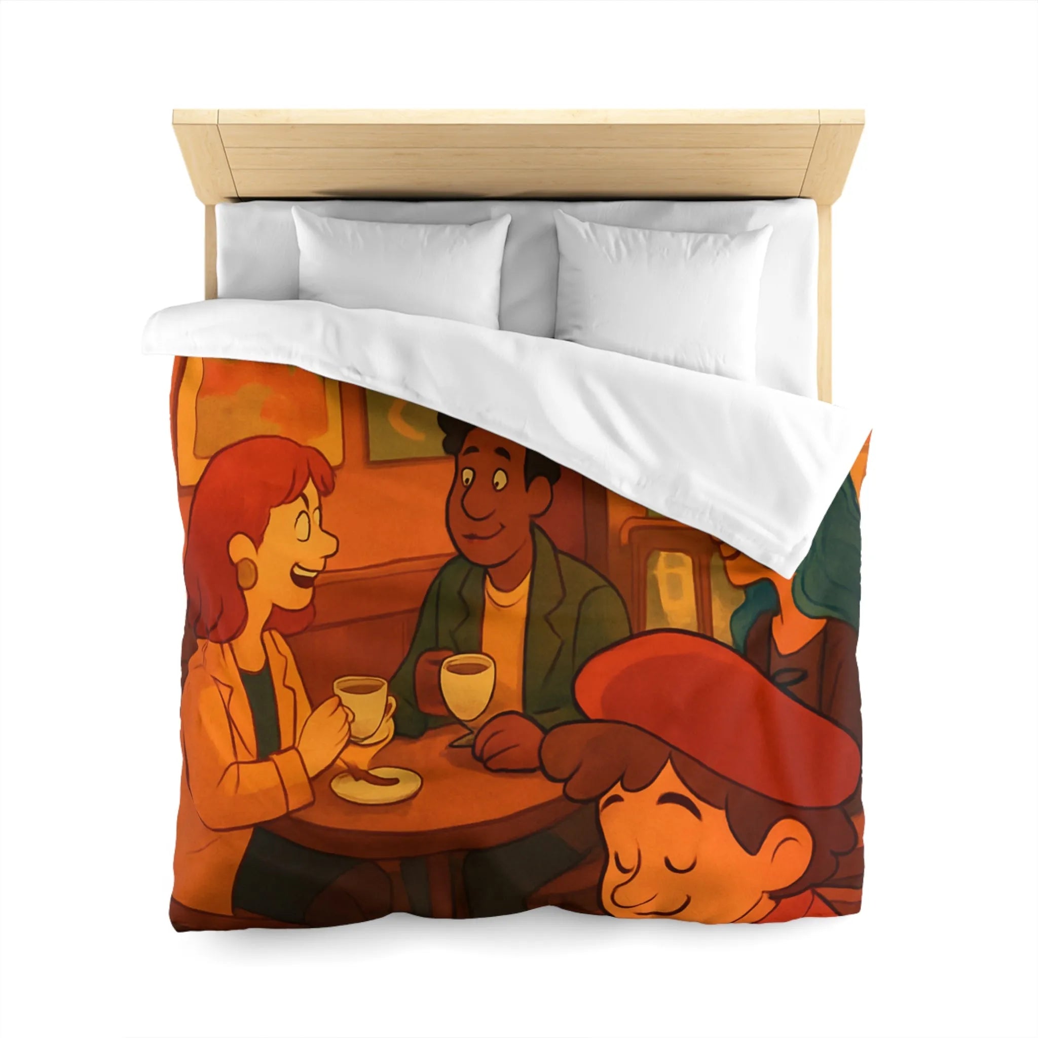 Charmante illustration de café parisien avec vue sur la Tour Eiffel en arrière-plan