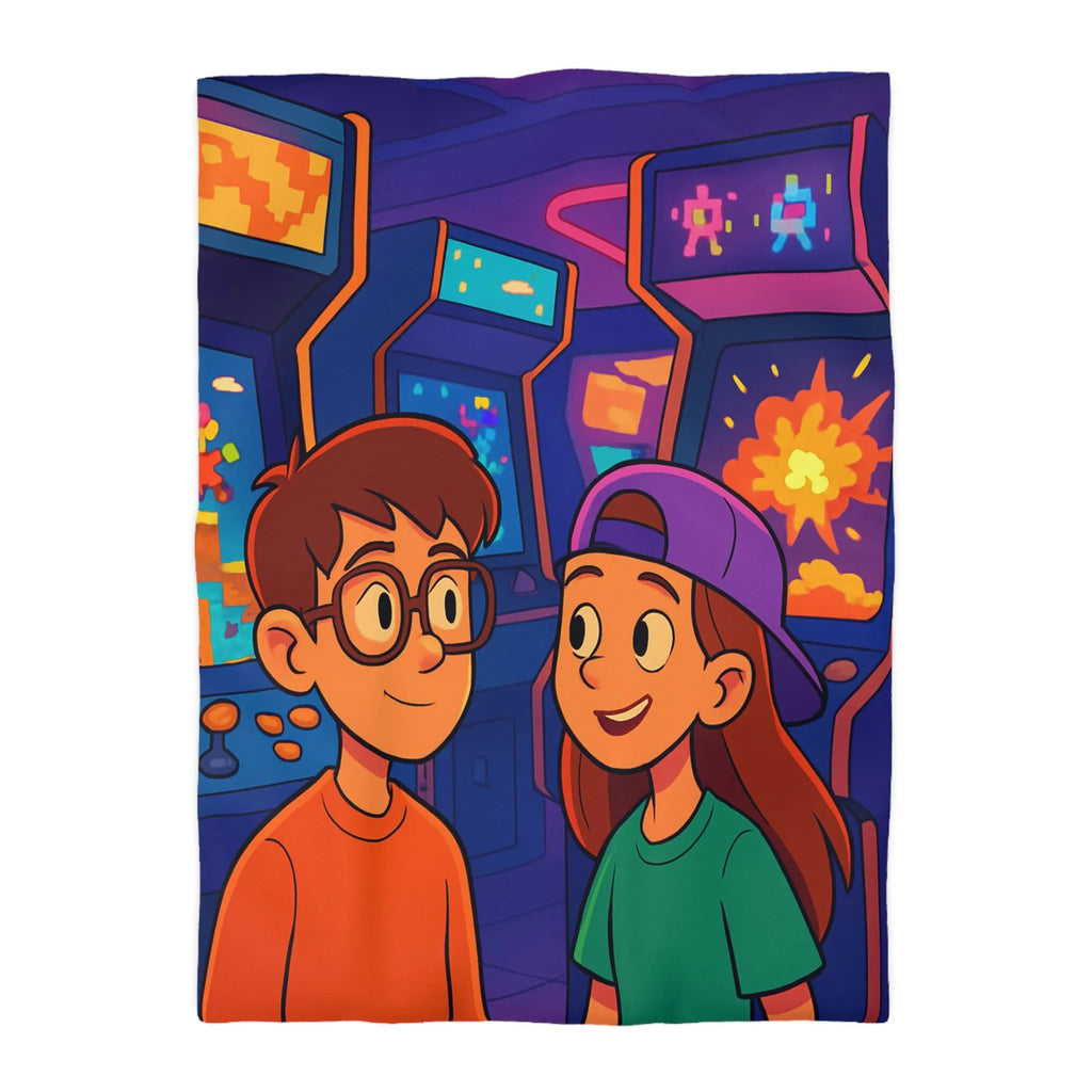 Housse de couette colorée arcade rétro néon pour gamers adolescents ambiance années 80