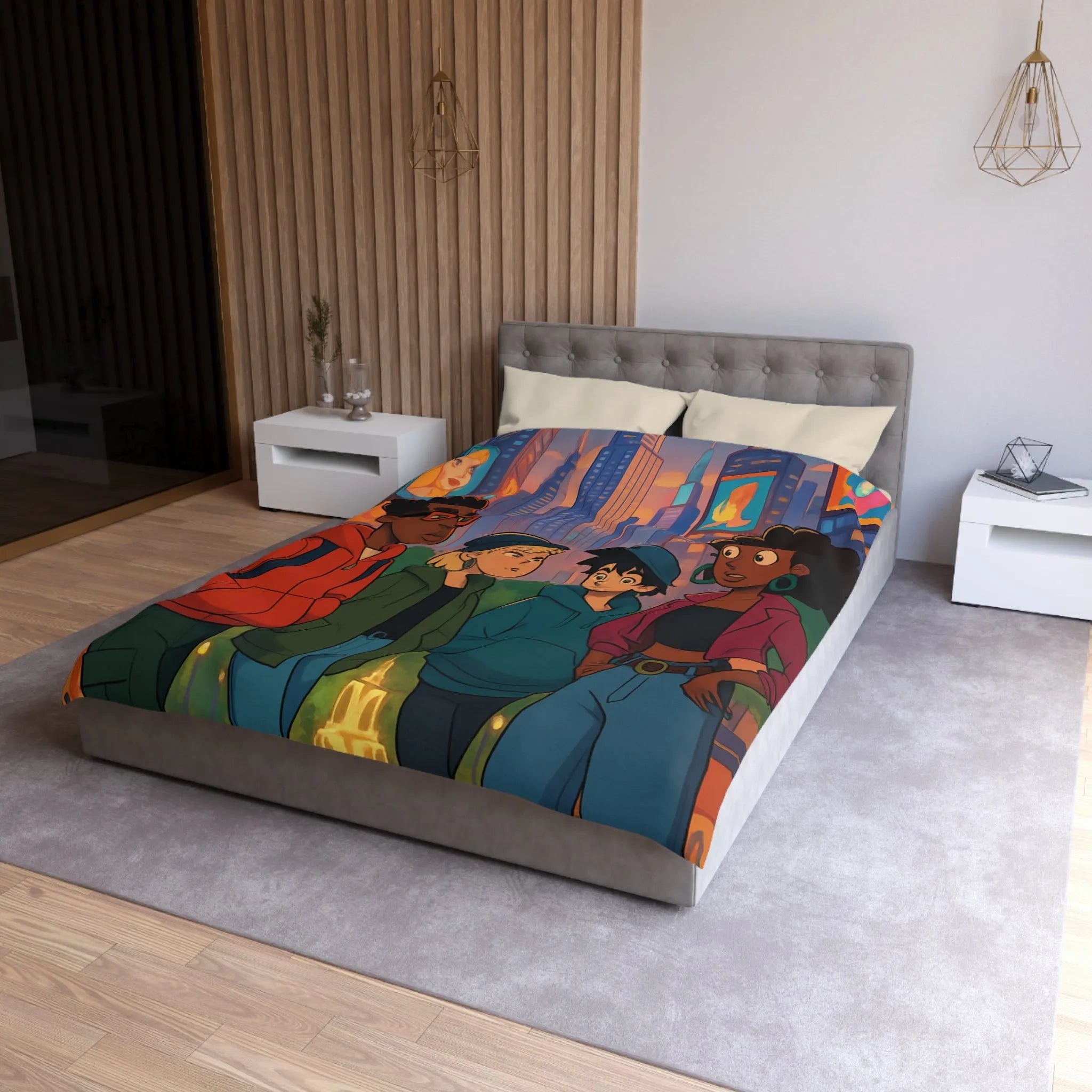 Housse de Couette Microfibre Art Graphique Contemporain Style Décoratif Chambre Tendance