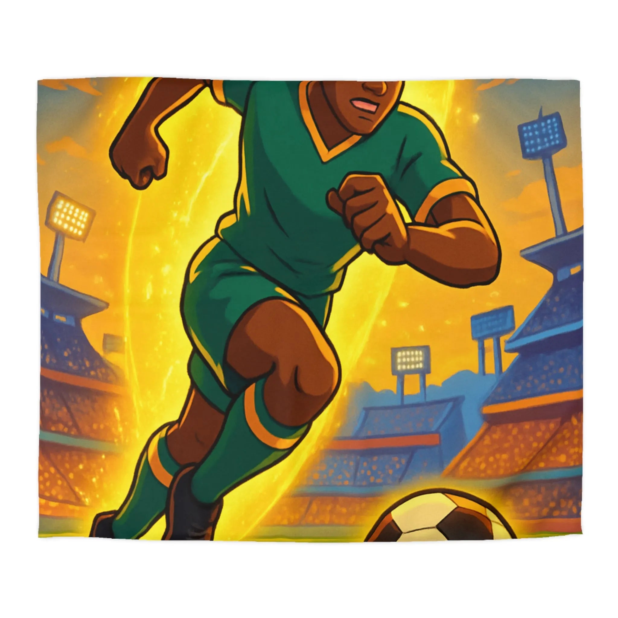 Housse de Couette Inspirée Footballeur Dessin Animé Dynamique pour Chambre de Supporter Passionné