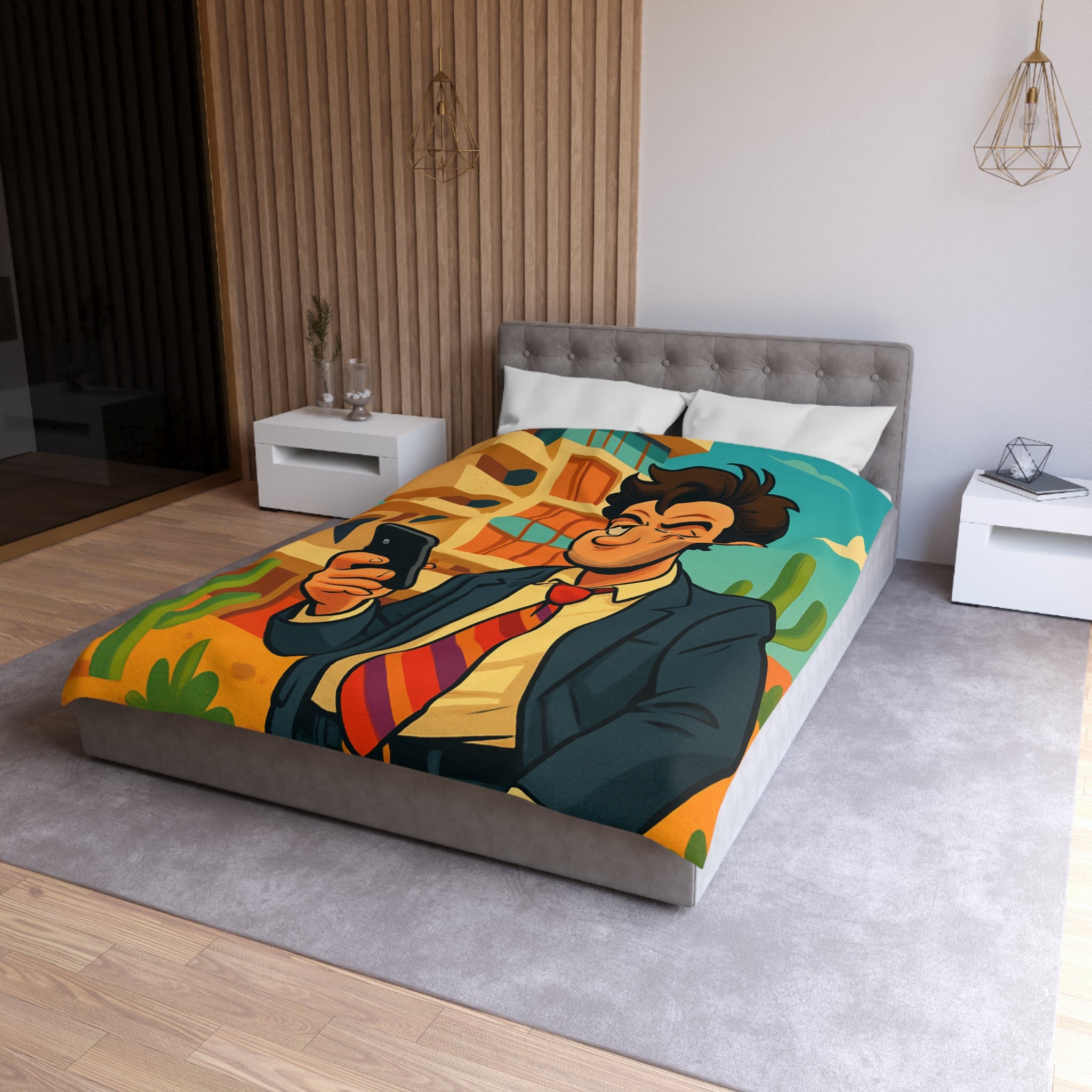 Housse de Couette Microfibre Illustration Unique Design Moderne Décoration Intérieure Raffinée