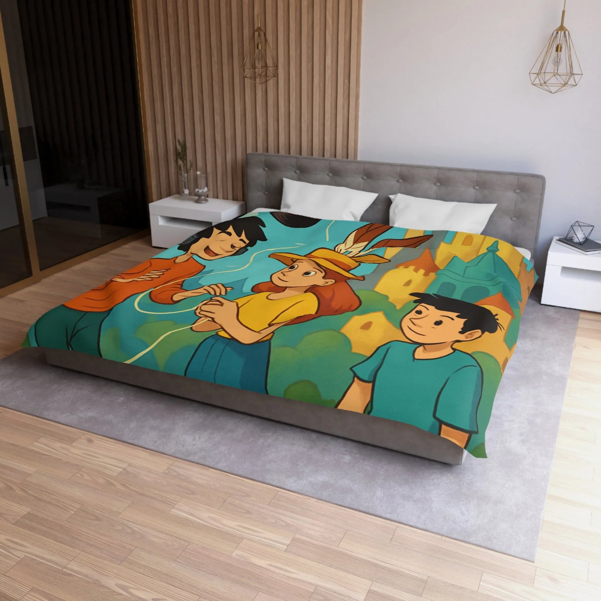 Contes Enchantés: Douce Mélodie et Château Coloré sur Housse de Couette Enfant