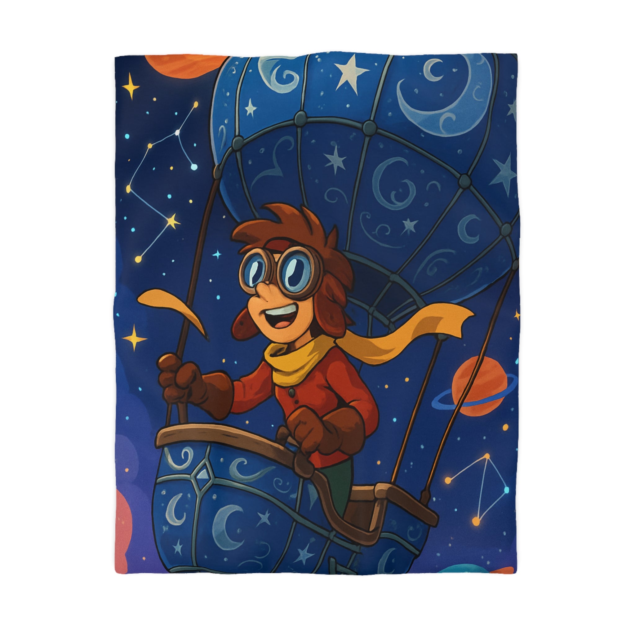 Housse de couette rêve étoilé avec montgolfière magique pour chambre d'enfant