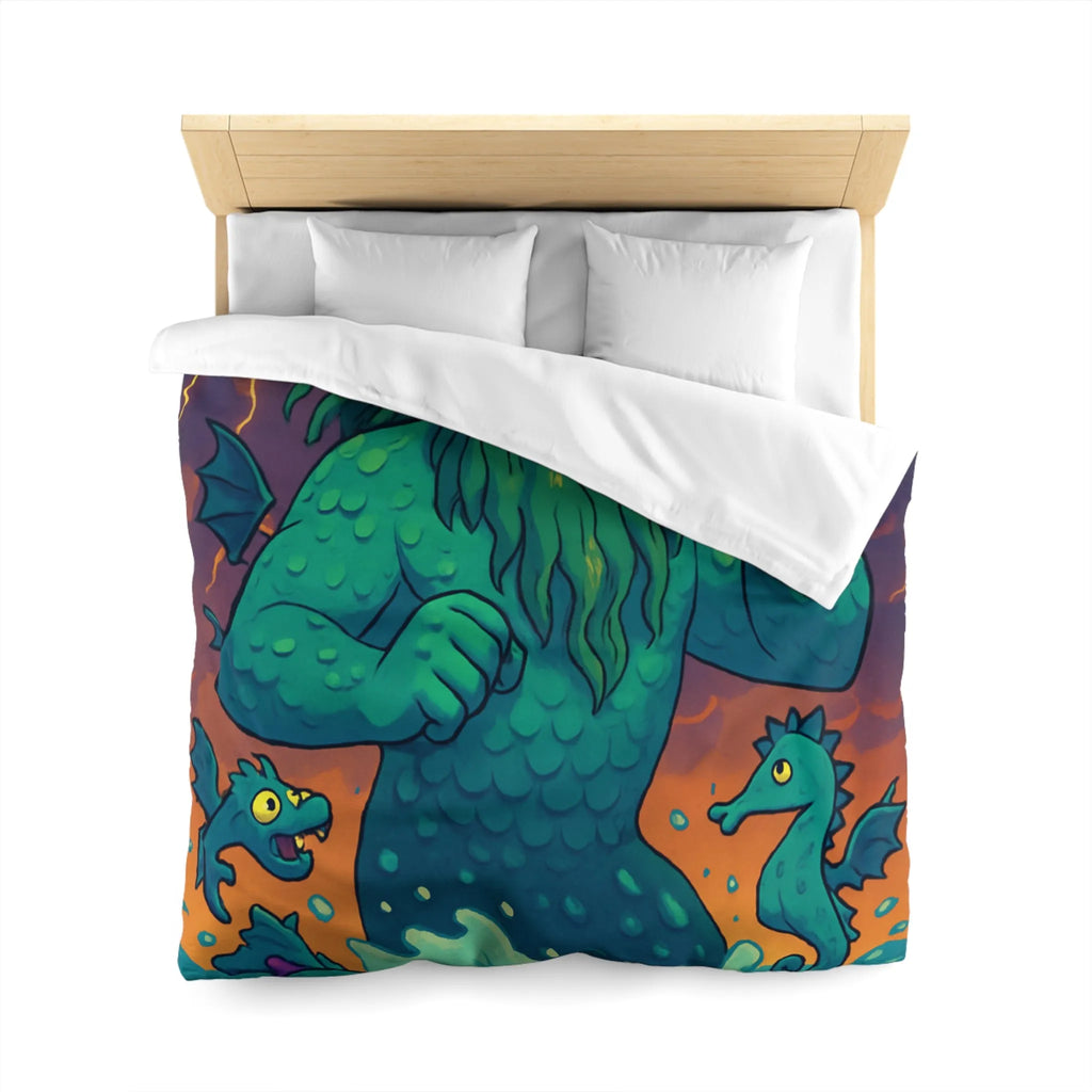 Housse de couette marine avec dessin de triton et créatures océaniques colorées enchanteurs