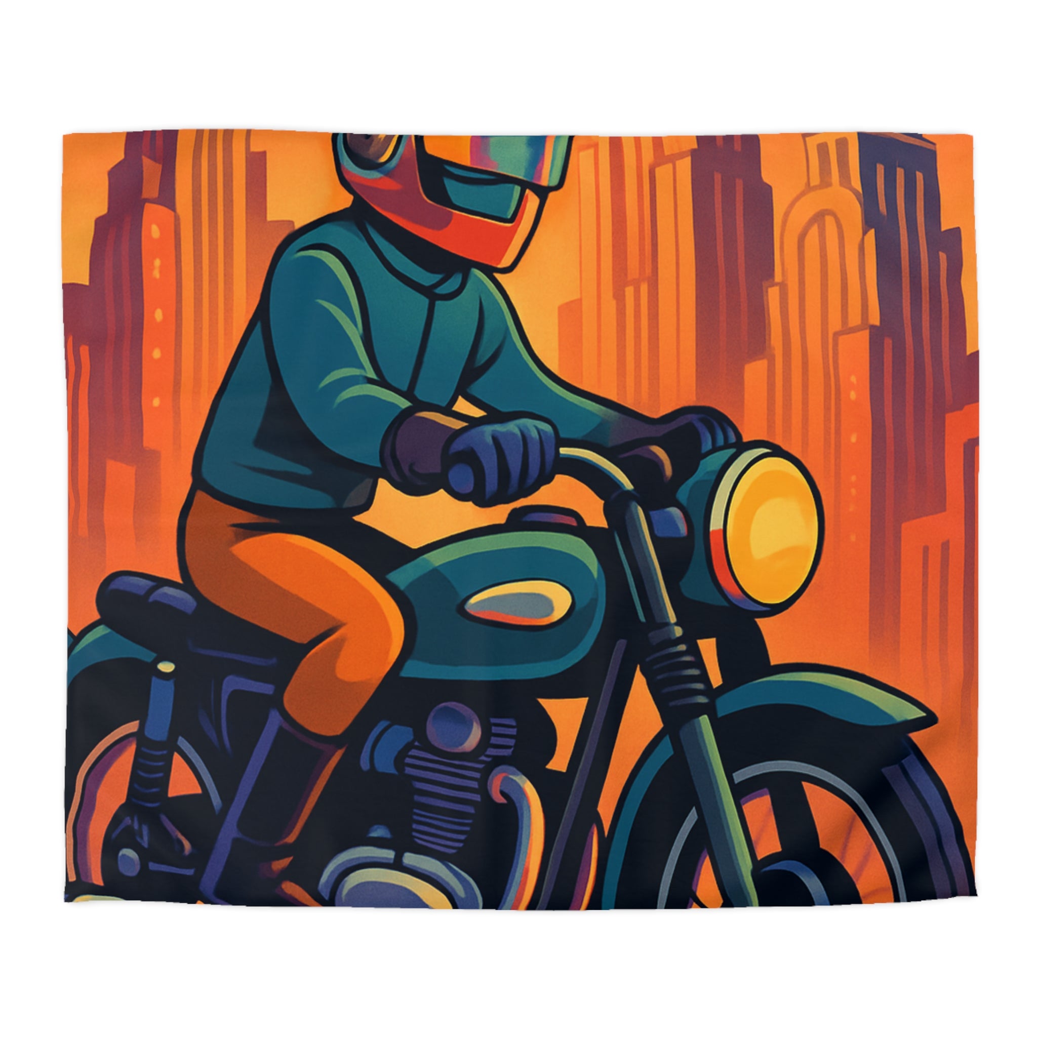 Housse de couette moto rétro vintage pour chambre style urbain moderne et audacieux