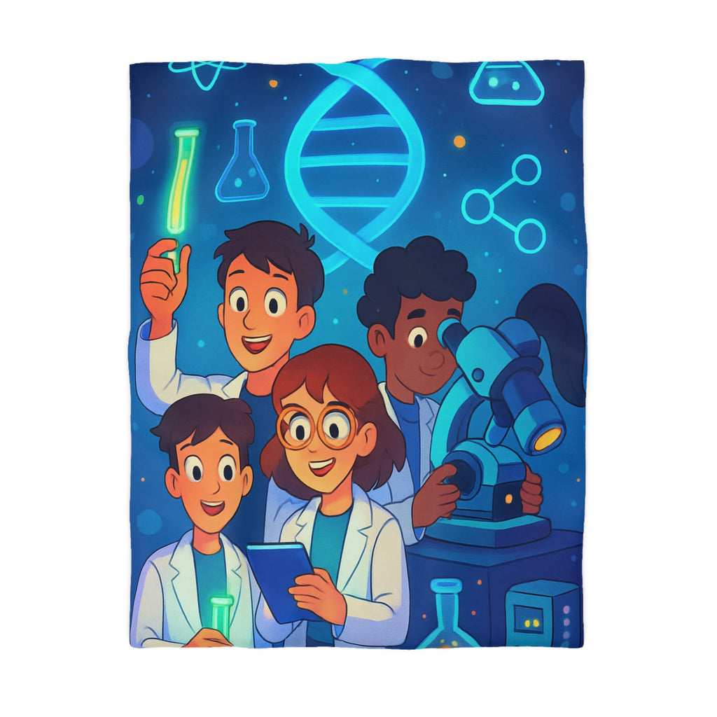 Housse de couette science fun pour enfants avec motifs ADN et chimie amusante