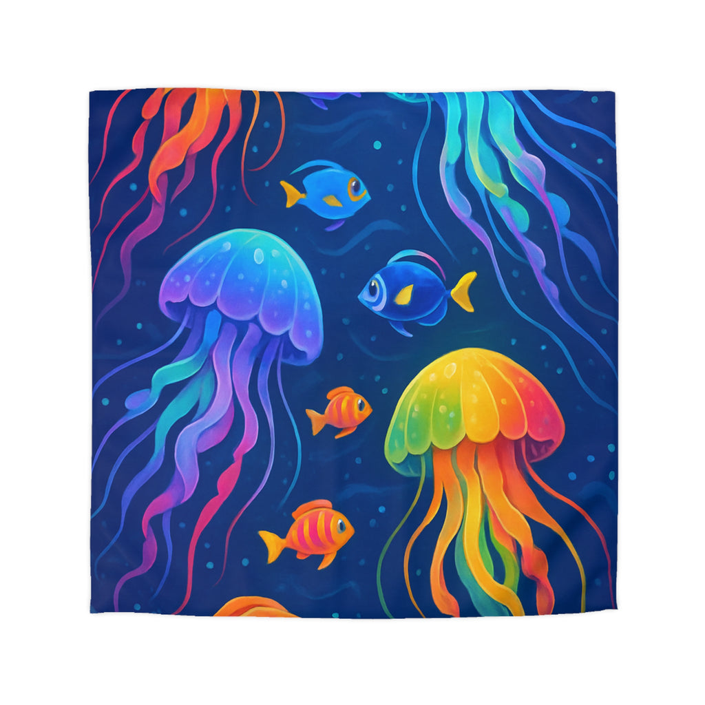 Housse de Couette Océanique Méduse Arc-en-ciel pour Décoration de Chambre Enfant Créative