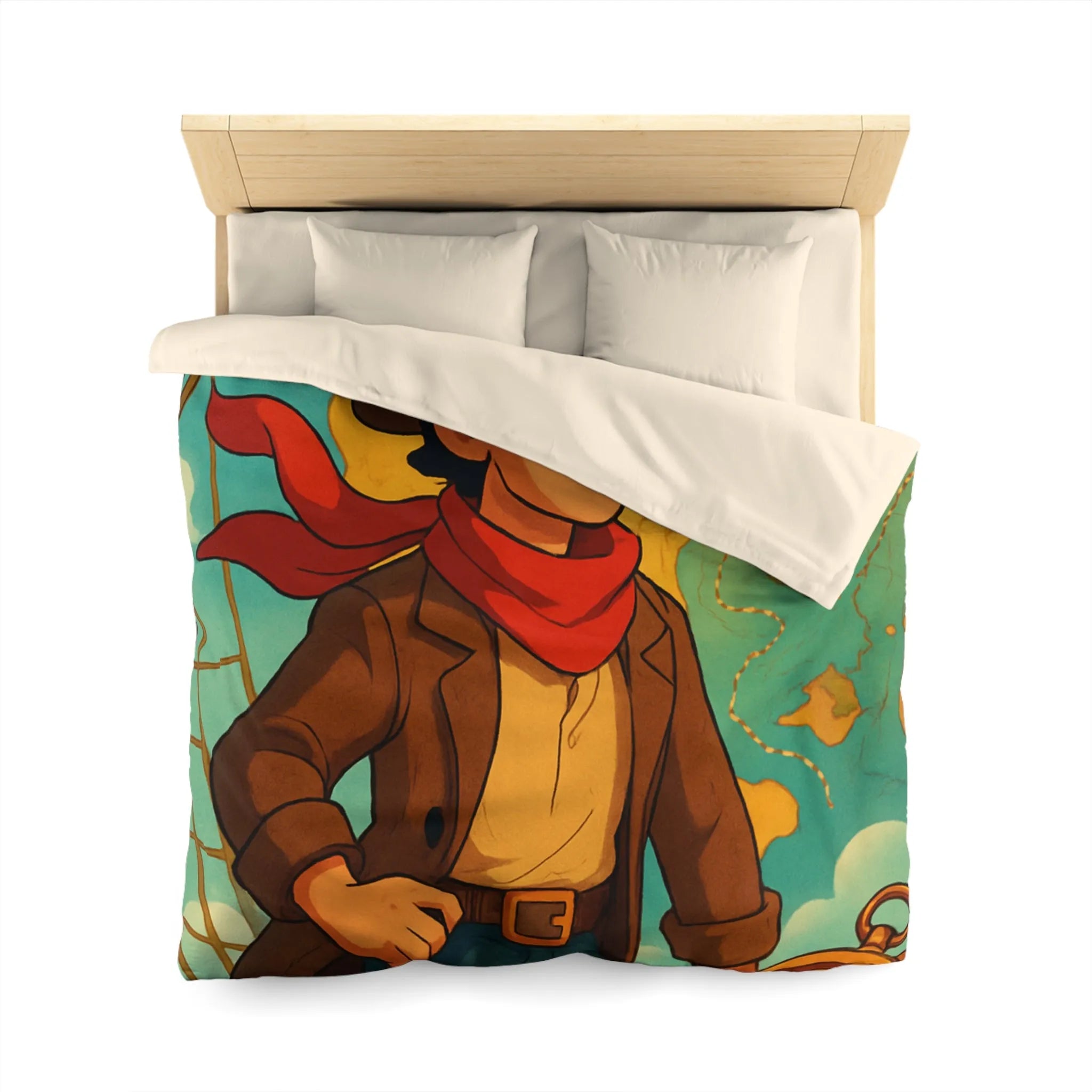 Aventure en Haute Mer avec Explorateur et Carte au Trésor, Housse de Couette Unique