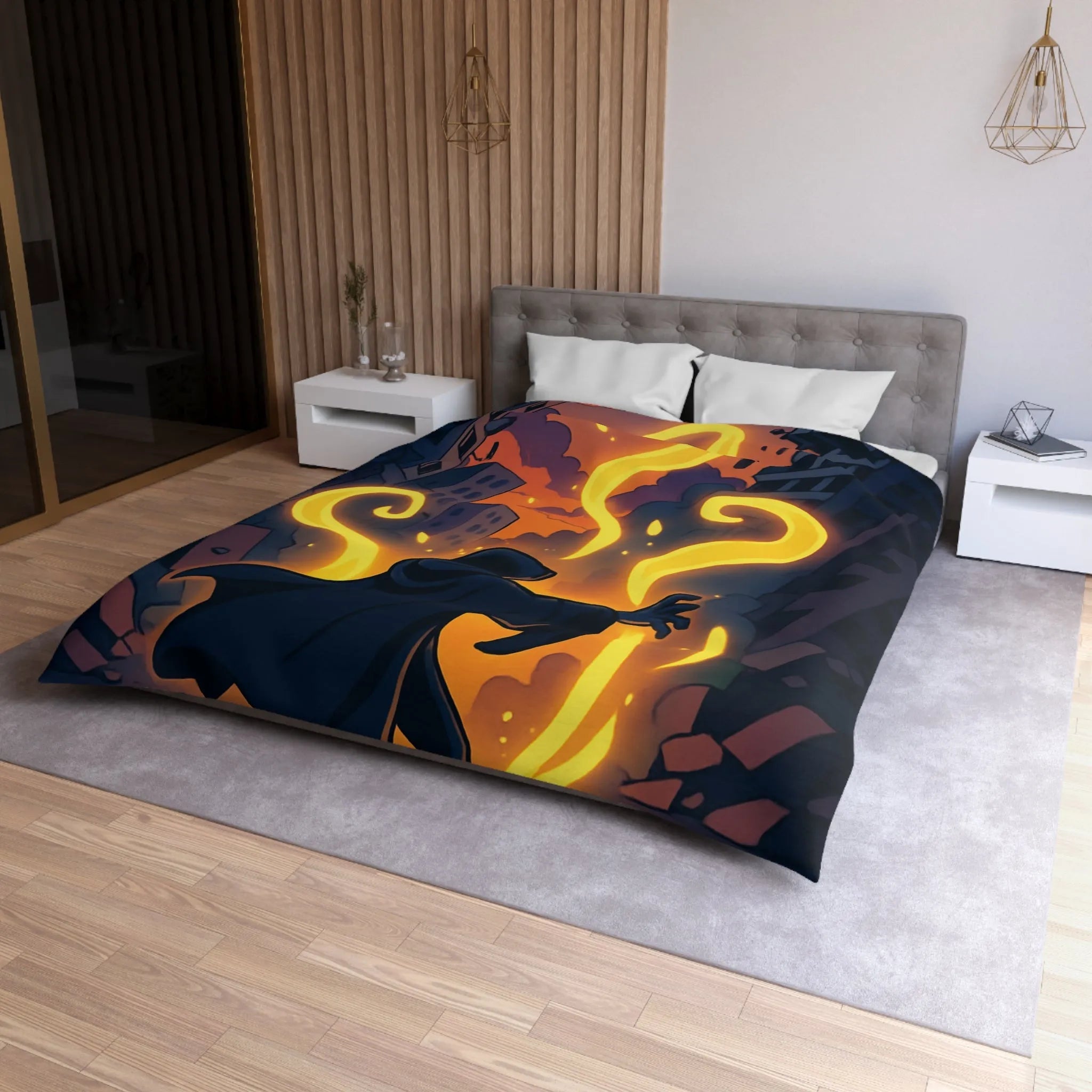 Housse de Couette Microfibre Art Graphique Contemporain Style Décoratif Chambre Tendance