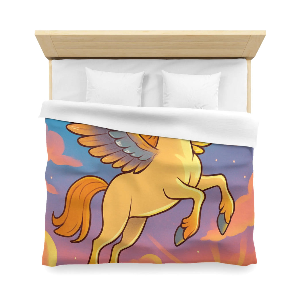 Housse de Couette Enfantin : Pégase Ailé Volant au Crépuscule dans le Ciel