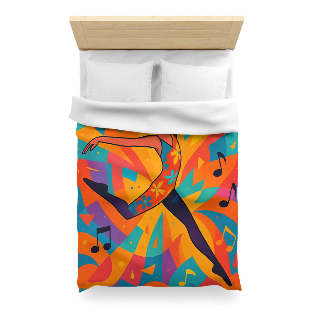 Housse de couette vibrante avec danseur aux couleurs éclatantes et motifs musicaux