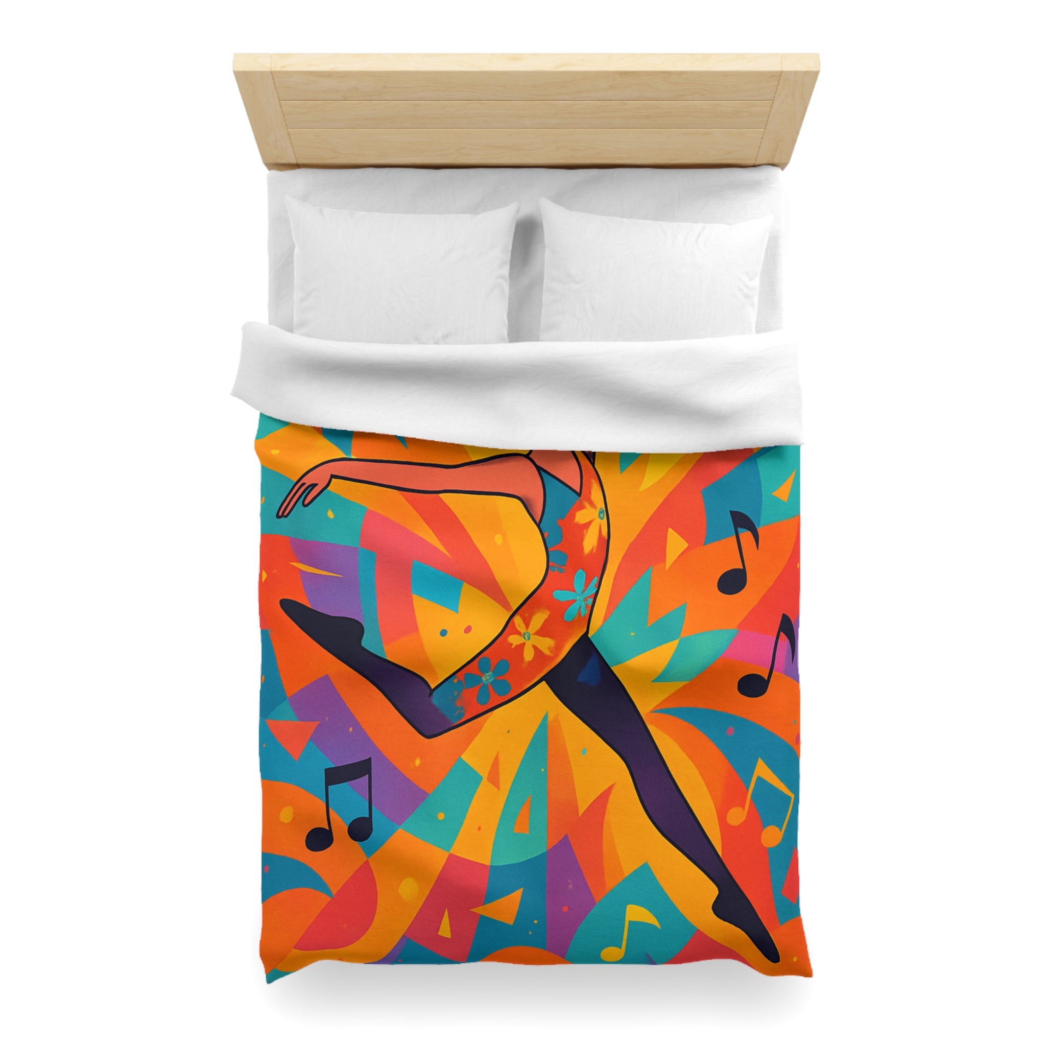 Housse de couette vibrante avec danseur aux couleurs éclatantes et motifs musicaux
