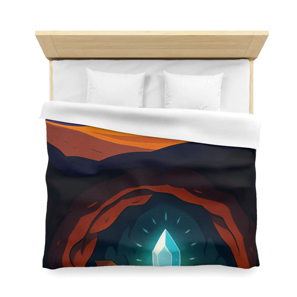 Housse de couette avec paysage nocturne et cristal lumineux dans une grotte mystérieuse