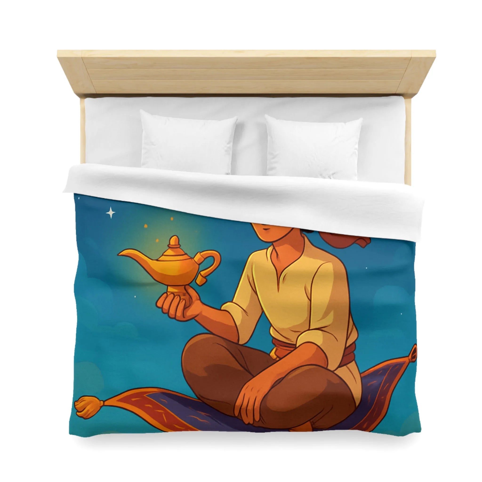 Housse de couette magique thème oriental avec tapis volant et ciel étoilé