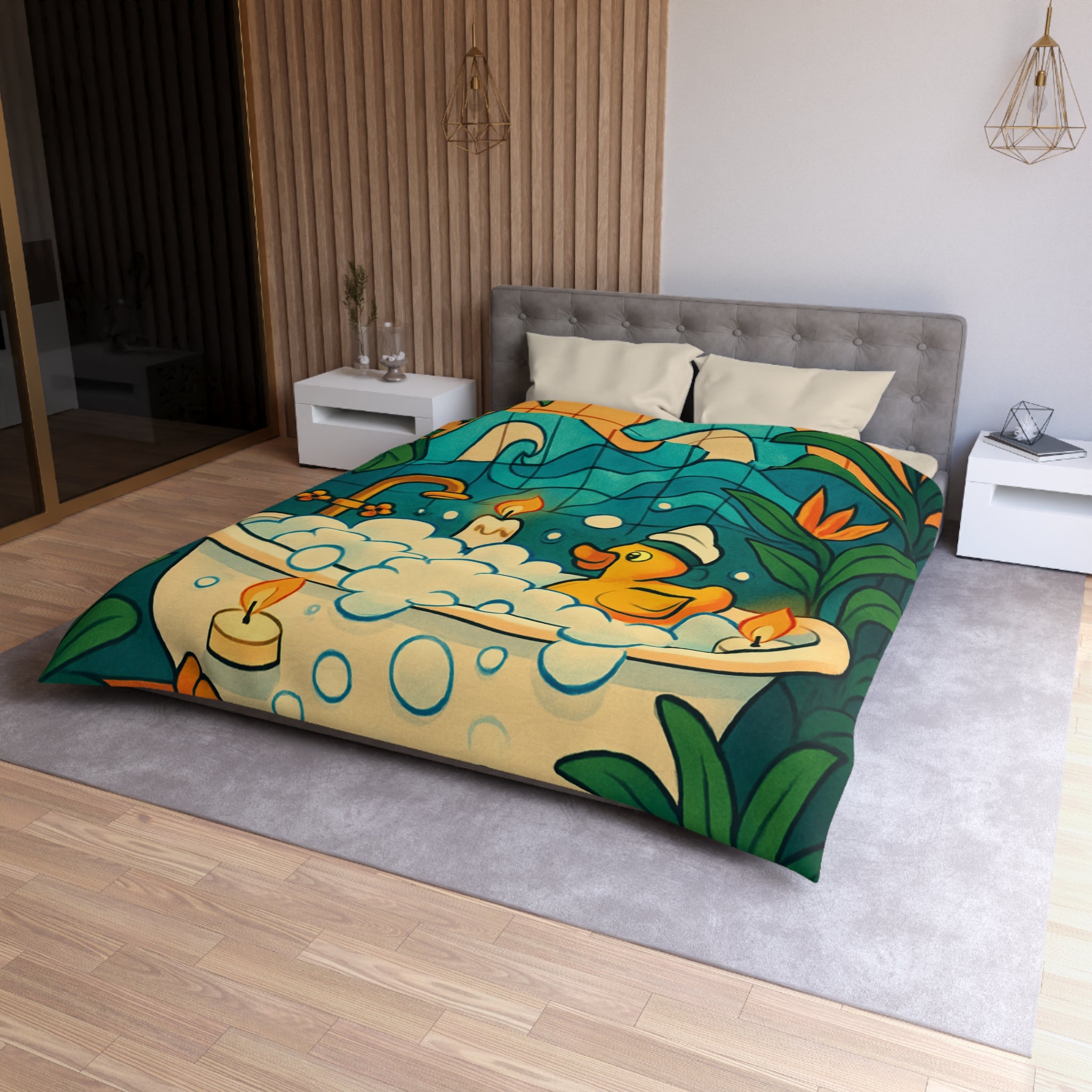 Housse de Couette Microfibre Design Artistique Moderne Décoration Chambre Confort Premium