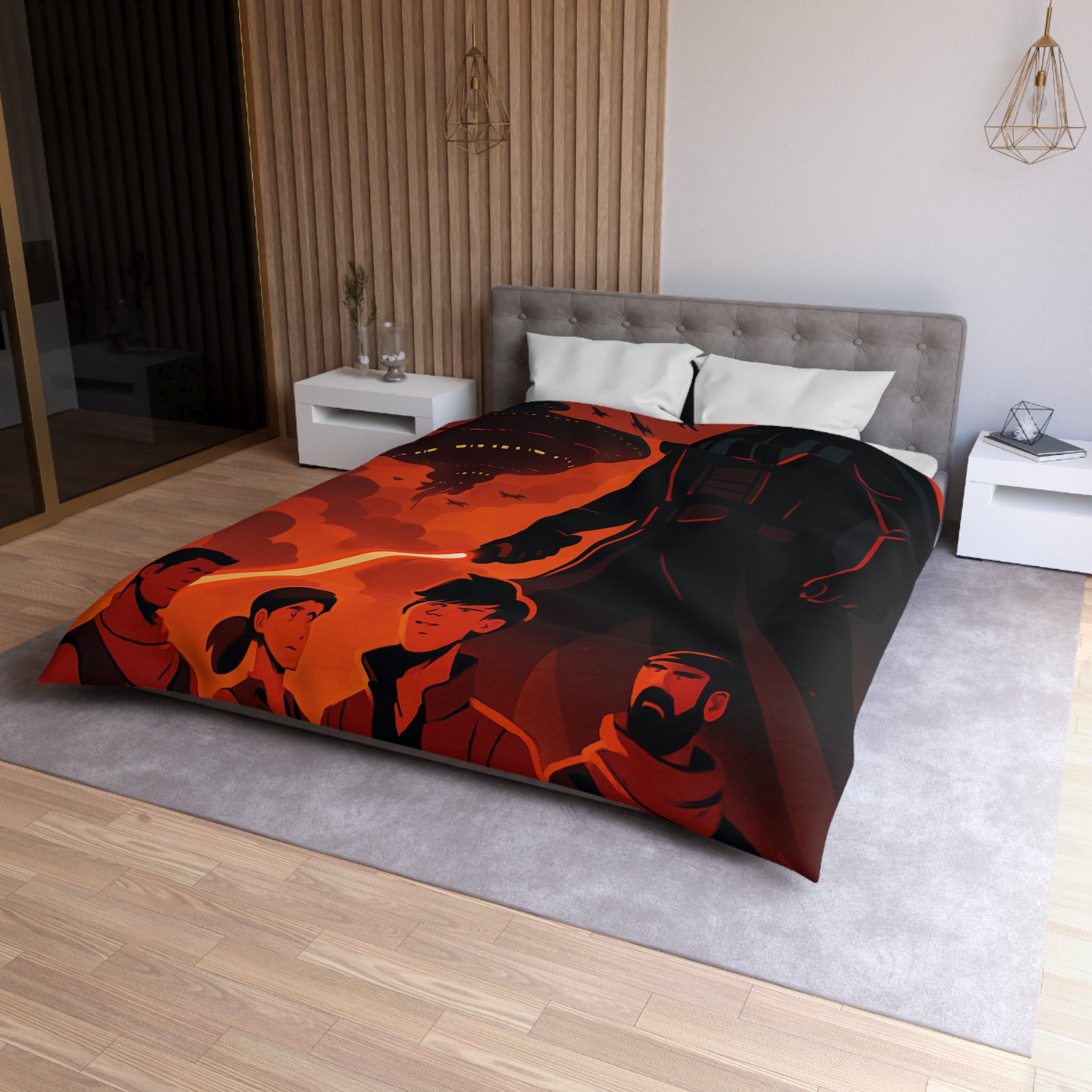 Housse de Couette Microfibre Motif Créatif Original Style Contemporain Chambre Élégante