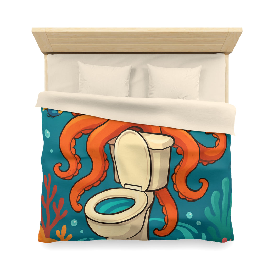 Housse de Couette Thème Marin avec Poulpe Joyeux et WC Tourbillonnant