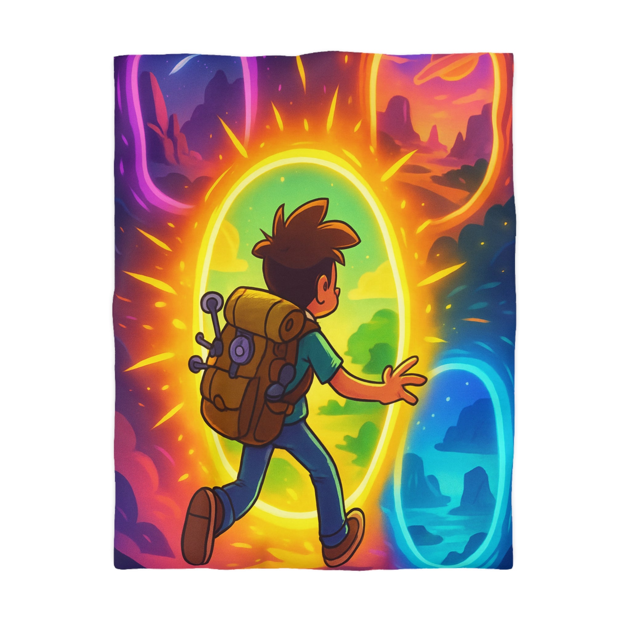 Spacieux Monde Dessiné : Couette Aventure Porte Portail Multivers Enfant Univers Coloré