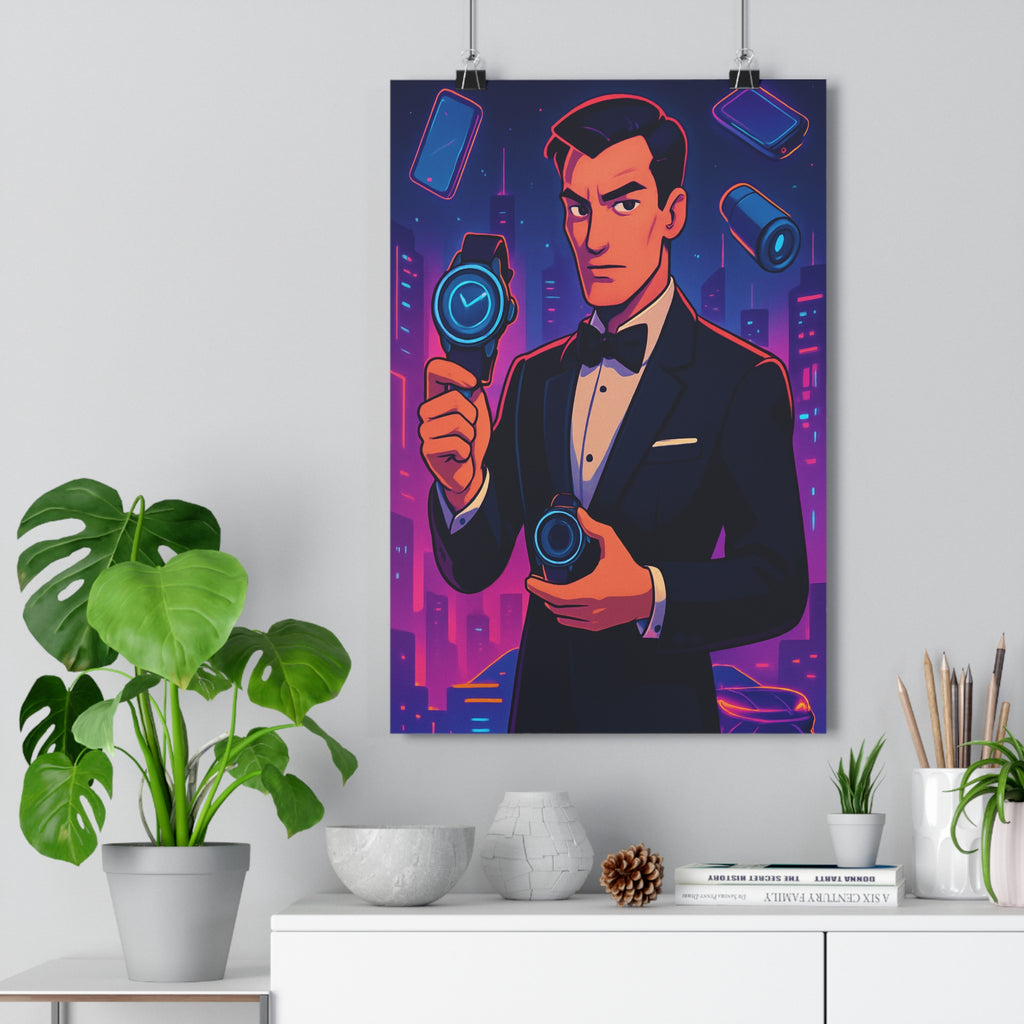 Poster décoratif moderne cartoon néon violet bleu mystique élégant salon bureau dynamique contemporain tendance