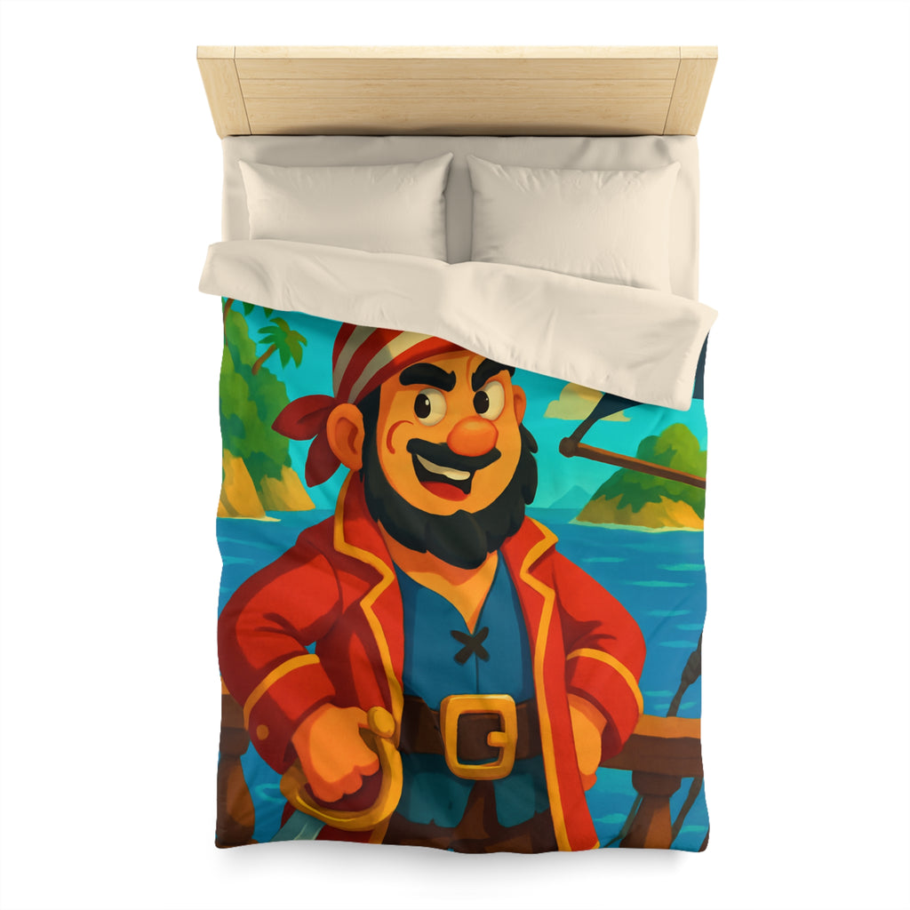 Housse de couette pirate joyeux avec carte au trésor et îles paradisiaques