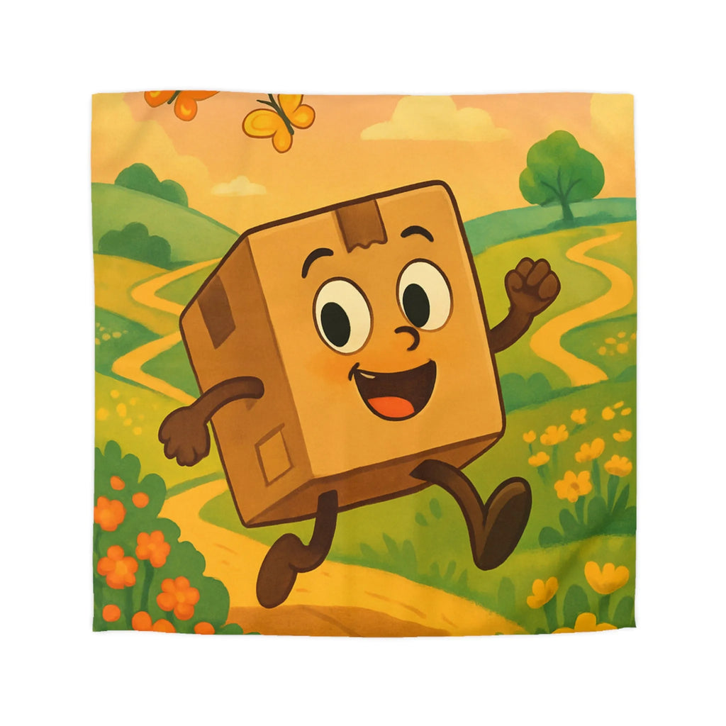 Housse de couette joyeuse avec paysage printanier et boîte sautillante amicale