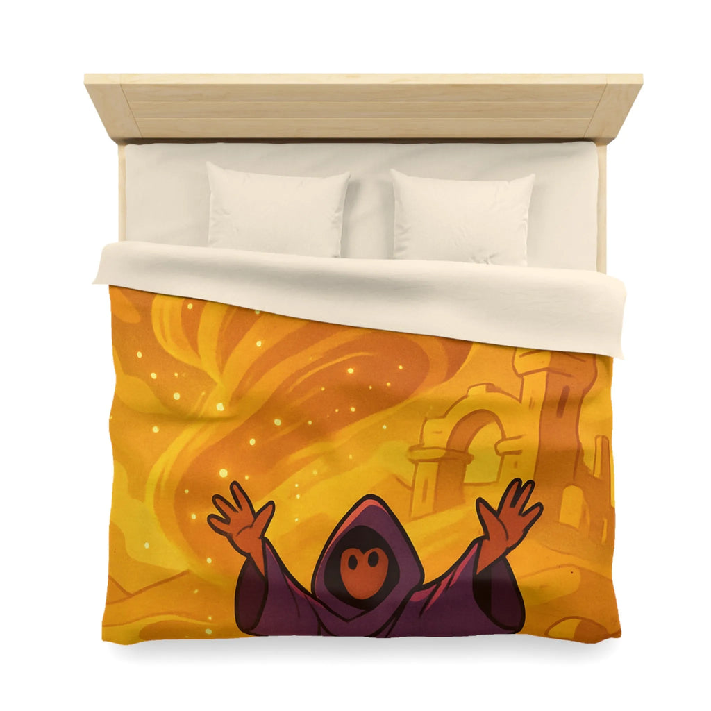 Housse de Couette Envoûtante avec Sorcier et Tempête de Sable en Arrière-Plan Mystique