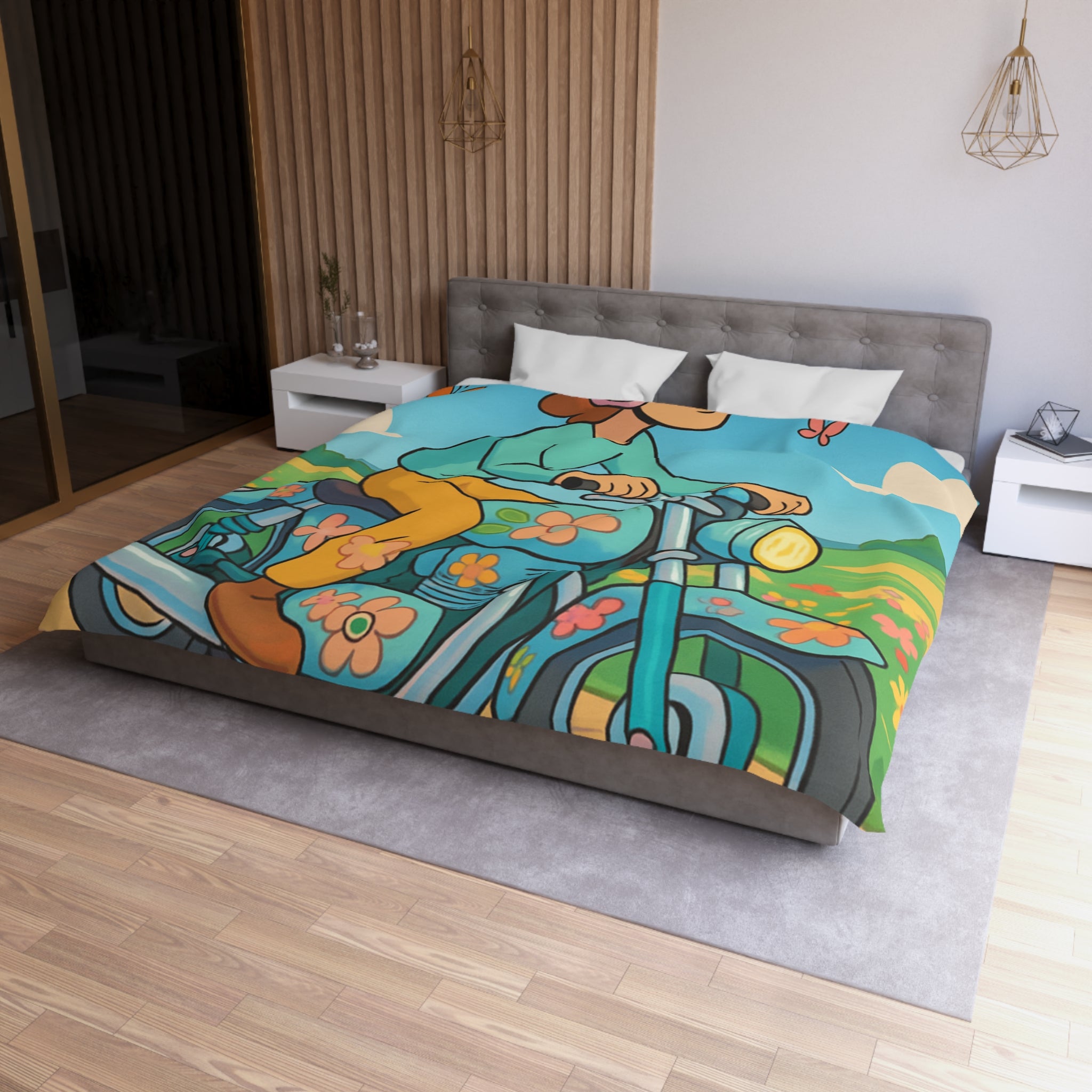 Housse de Couette Microfibre Design Artistique Moderne Décoration Chambre Confort Premium