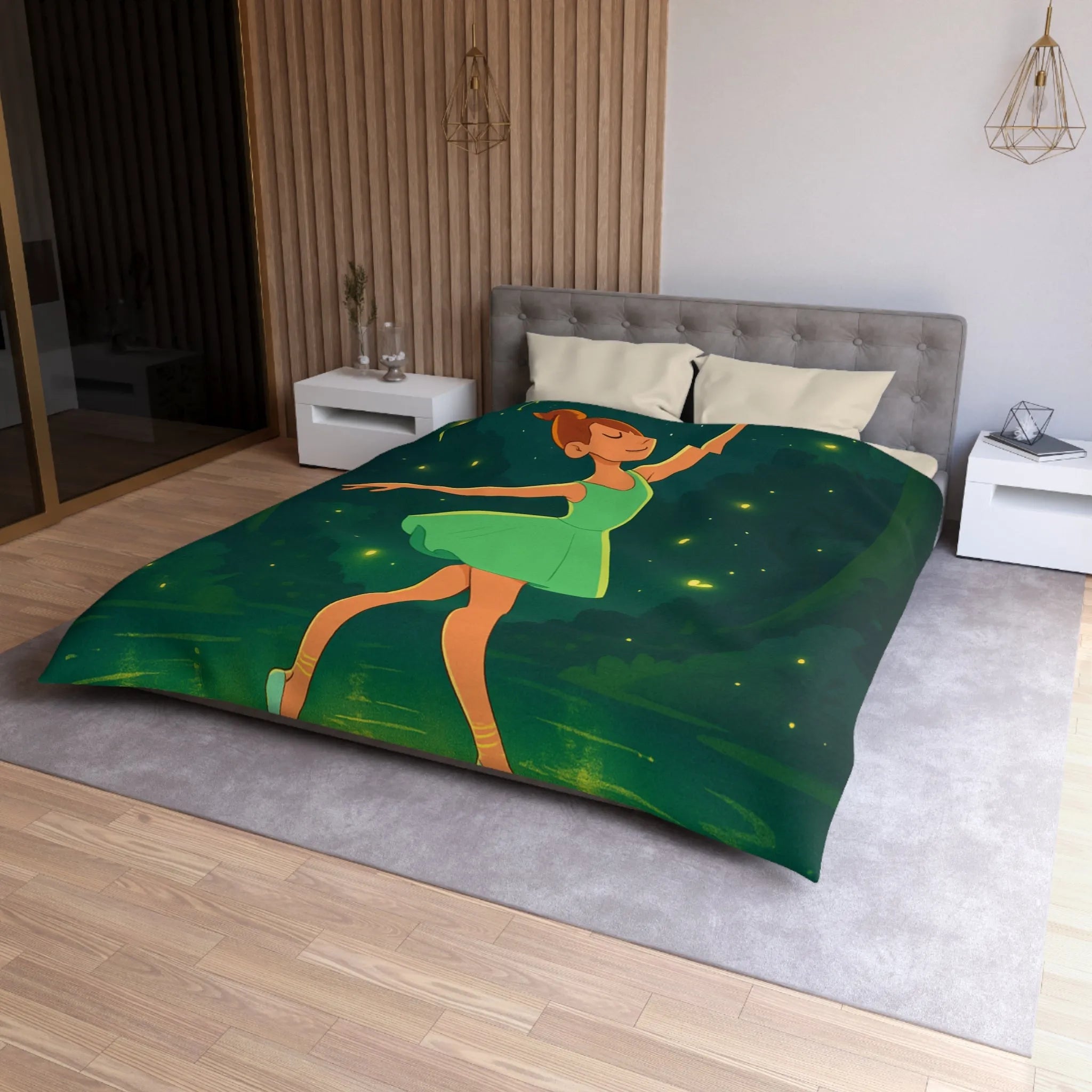 Housse de couette danseuse élégante forêt magique avec lucioles féeriques illuminées