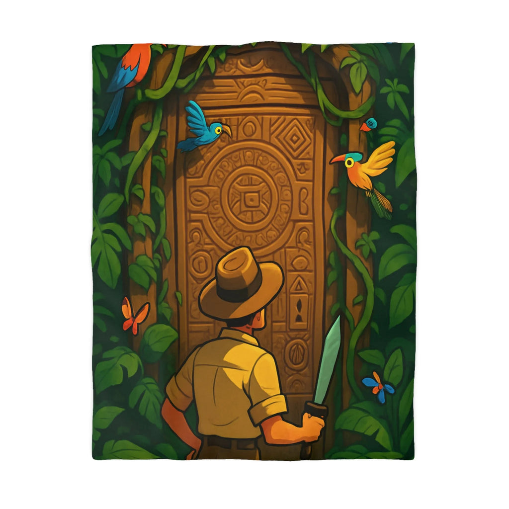 Housse De Couette Aventure Jungle Enjolivée De Motifs Anciens et Faune Colorée