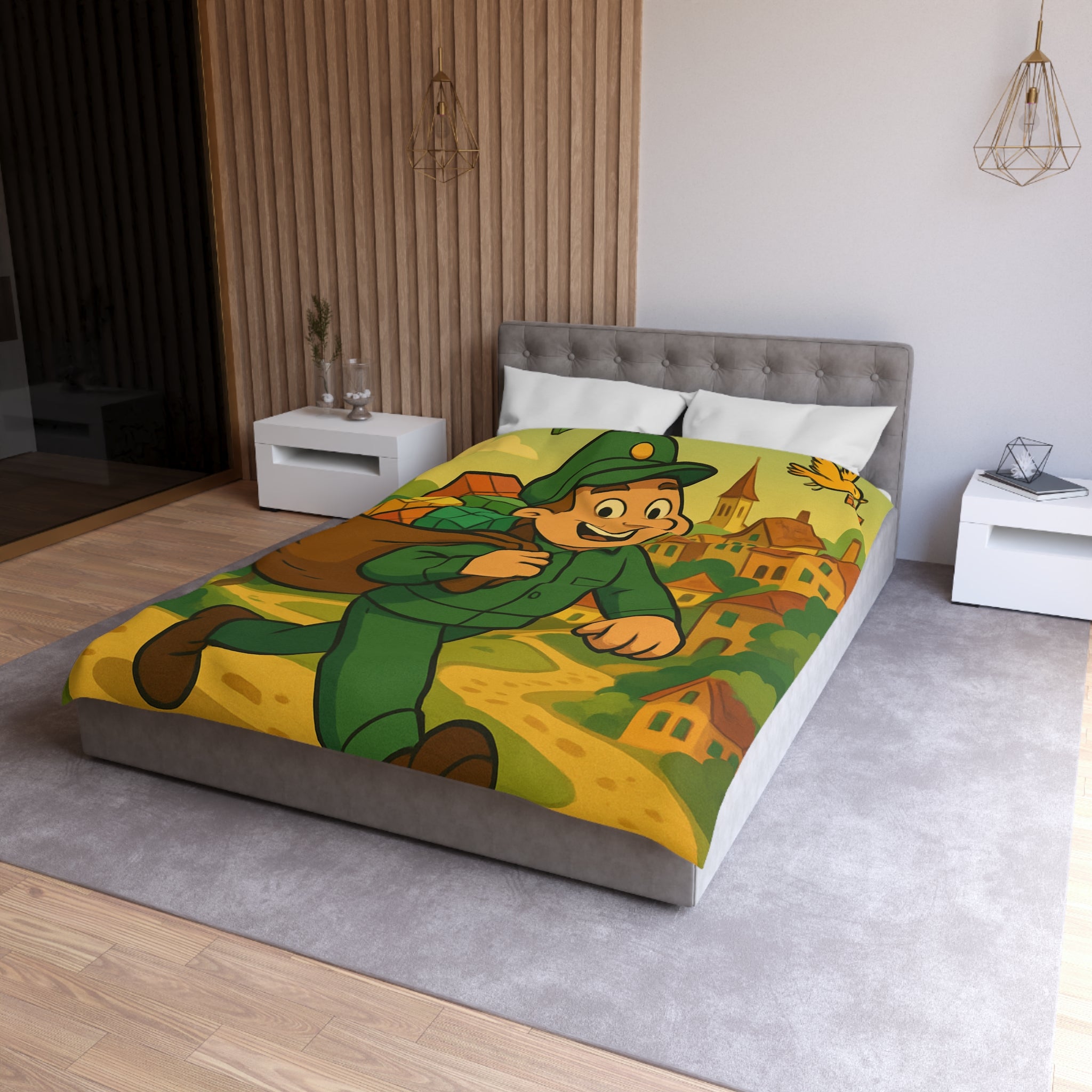 Housse de Couette Microfibre Motif Créatif Original Style Contemporain Chambre Élégante