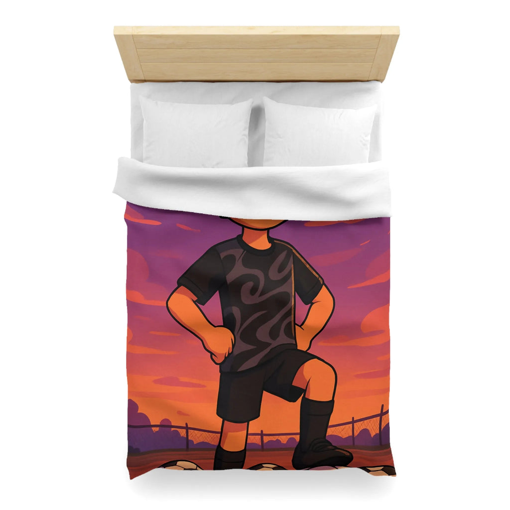 Housse De Couette Enfant Avec Illustration Inspirante Joueur De Football Au Coucher Du Soleil