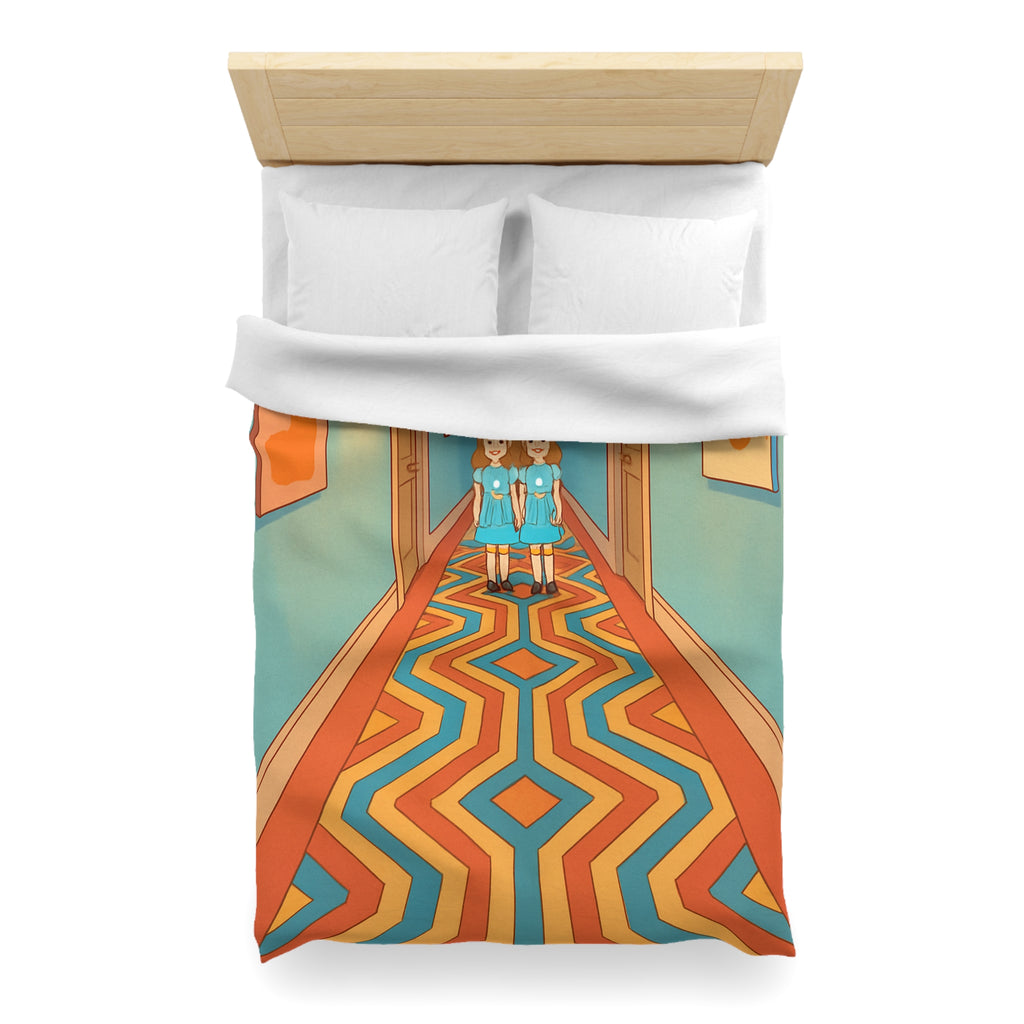 Housse de couette motif géométrique rétro et ambiance inspirée de films classiques d'horreur