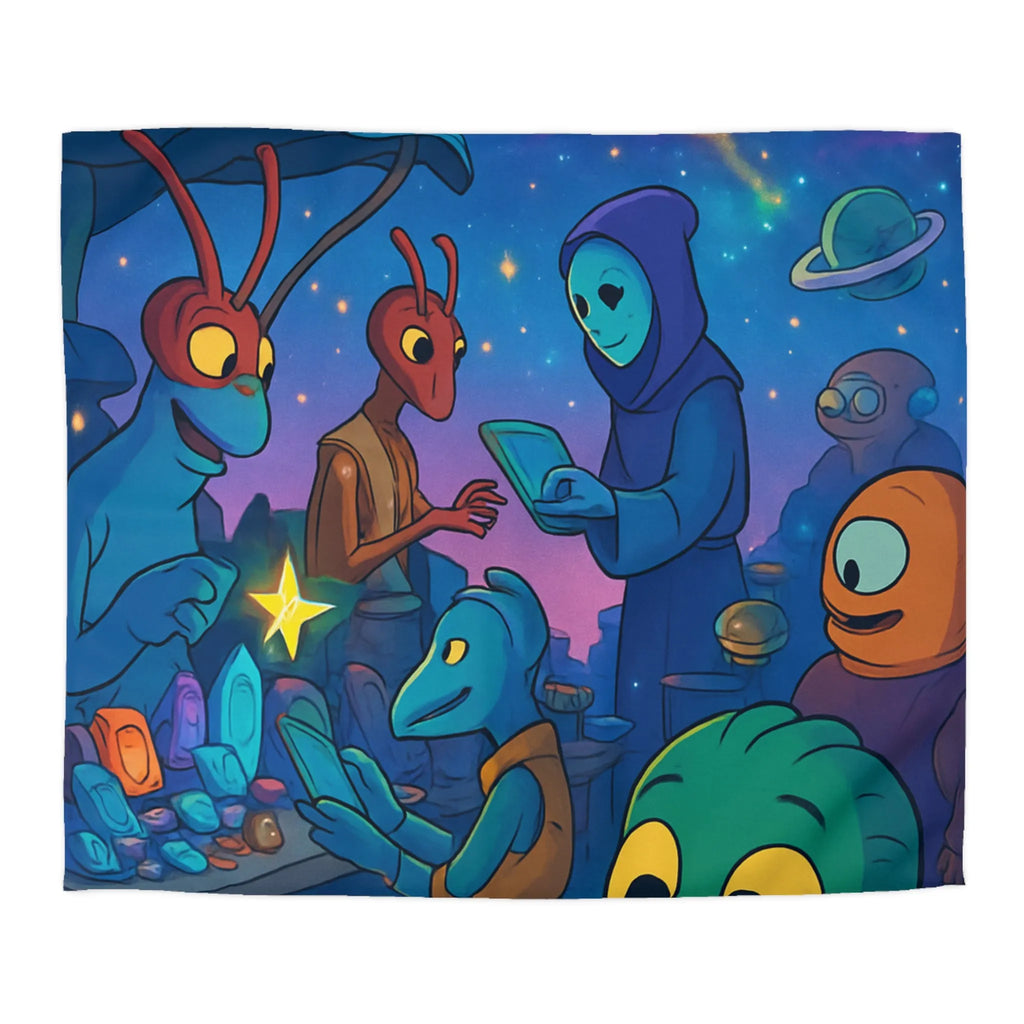 Explorez un Marché Cosmique avec des Créatures Extraterrestres et Pierres Lumineuses Éblouissantes