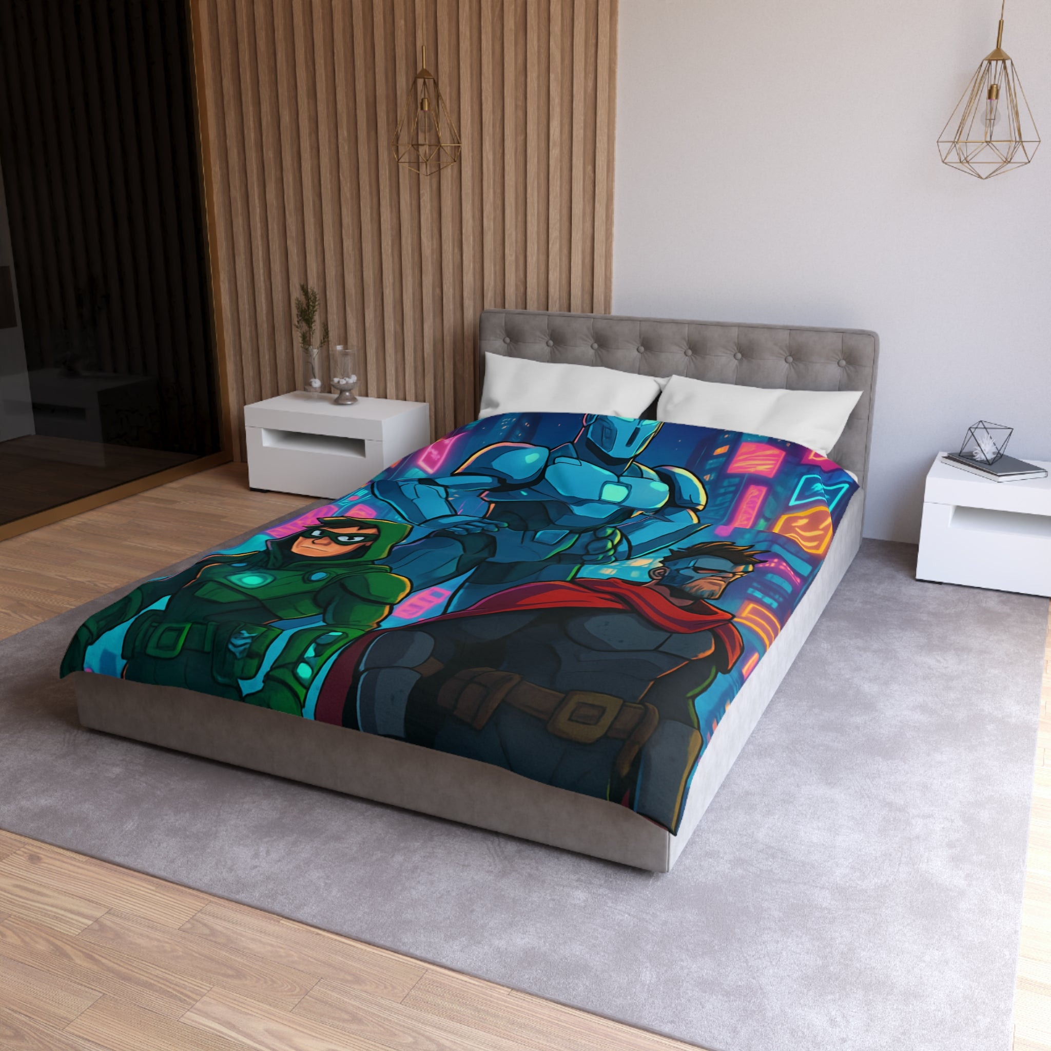 Housse de Couette Microfibre Illustration Unique Design Moderne Décoration Intérieure Raffinée