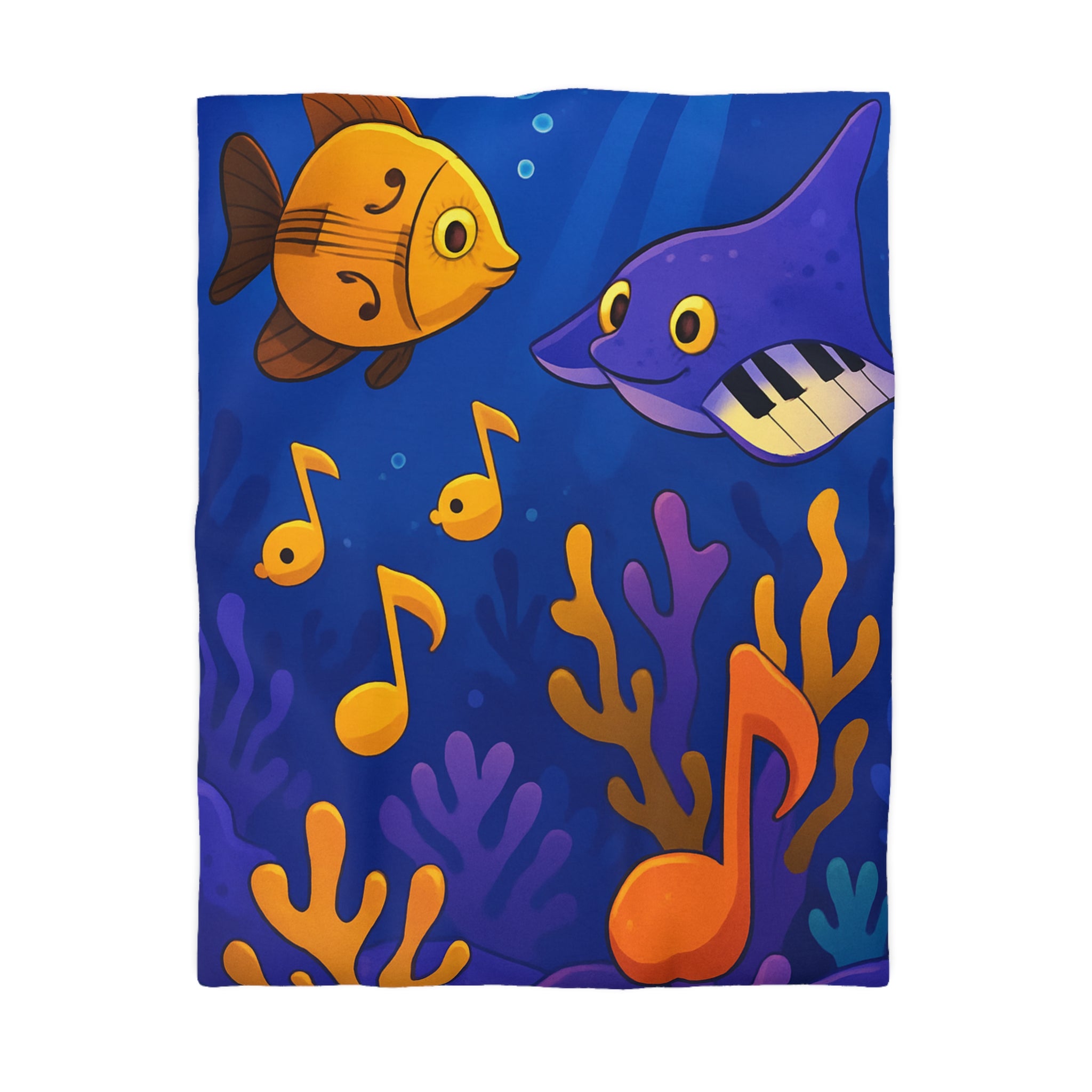 Housse de couette sous-marine colorée avec poissons et touches de musique océanique