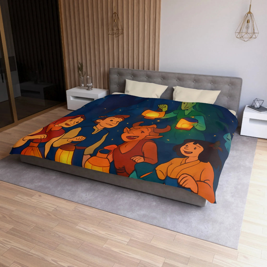 Housse de couette magique avec lanterne, créatures fantastiques et forêt enchantée