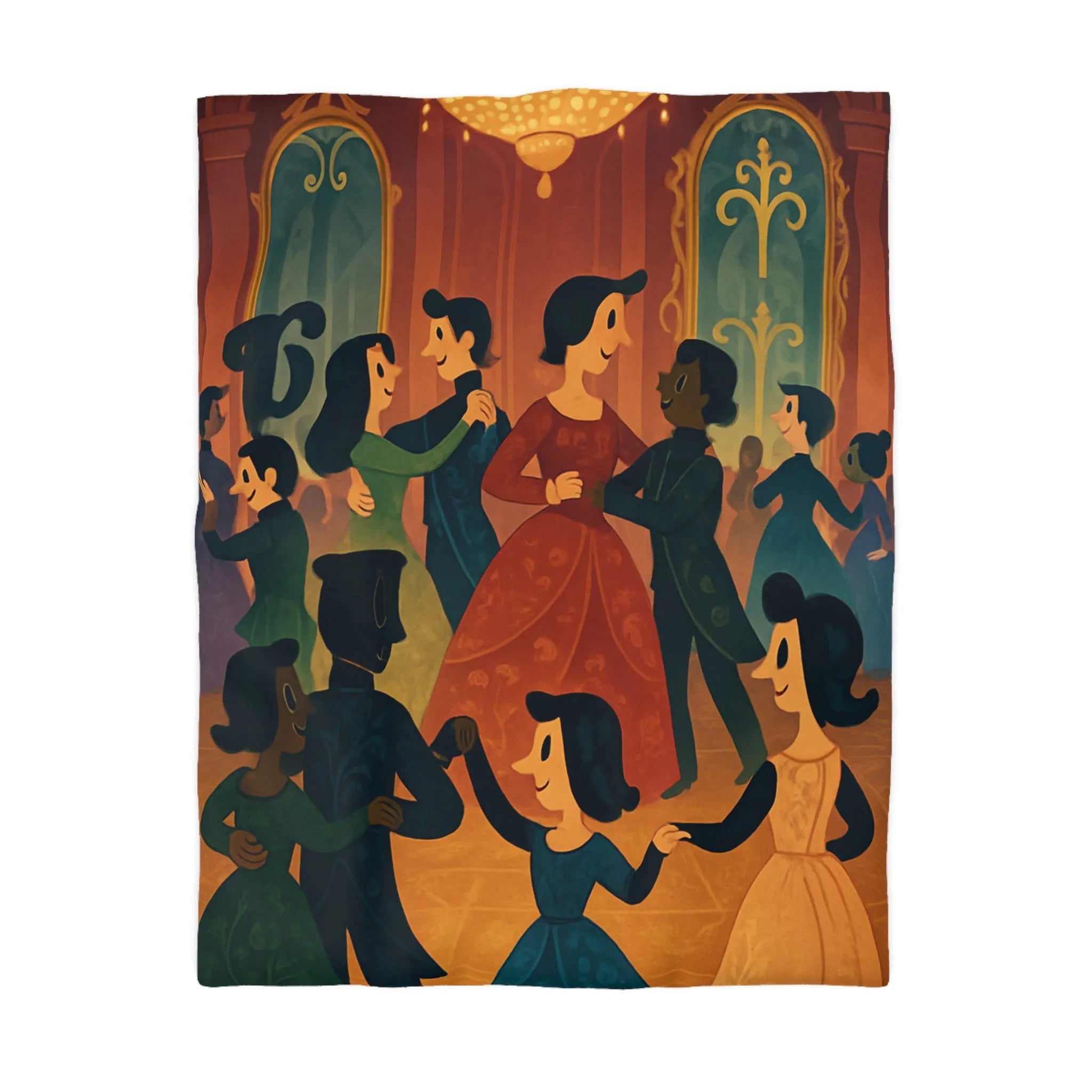 Élégant Bal de l'Époque Romantique dans une Splendeur de Couleurs Chaudes et Riche