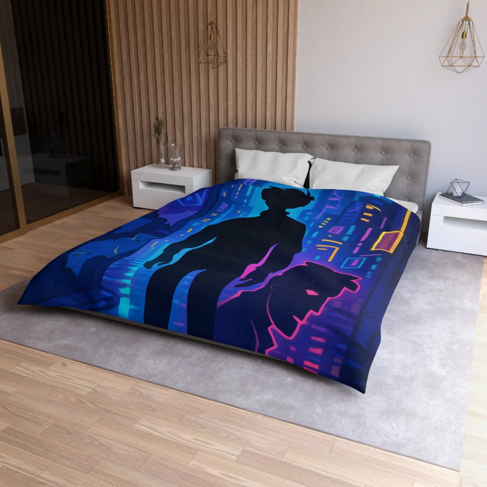 Housse de Couette Microfibre Art Graphique Contemporain Style Décoratif Chambre Tendance