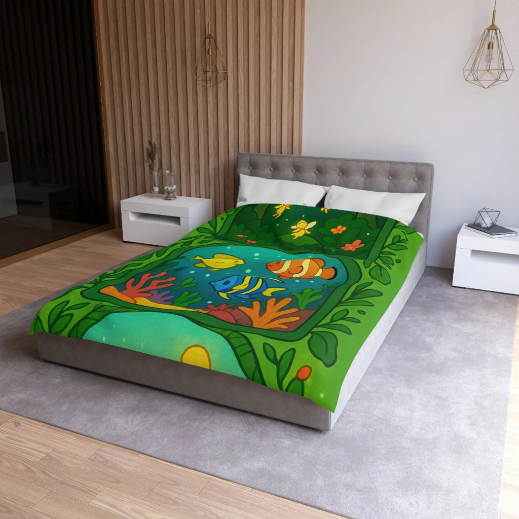 Housse de couette colorée avec motifs féeriques, océaniques et désertiques pour ambiance magique